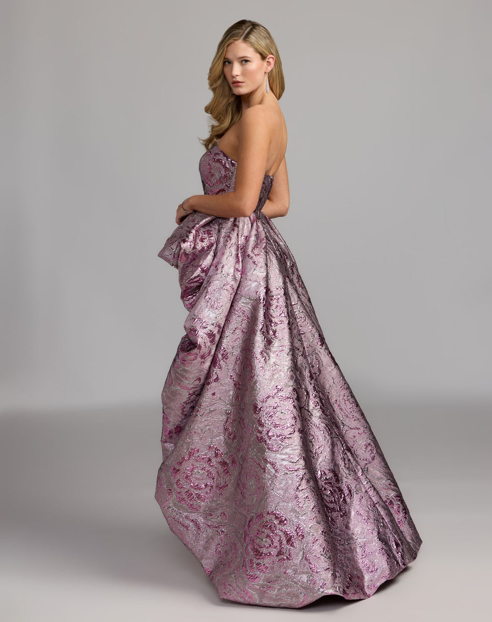 Strapless Curved Neck Floor-Length Satin Prom Ball Gown Mac Duggal 13359