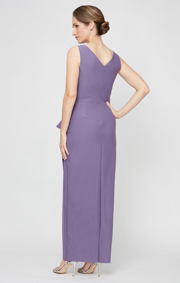 Long Sleeveless Contour Collection Dress Featuring SmoothFit Fabric with Surplic Alex Evenings 234200