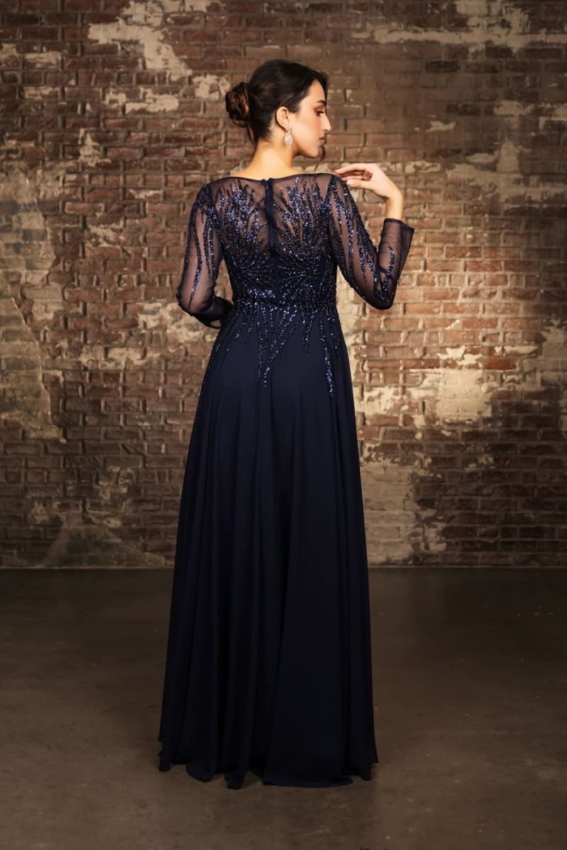 Illusion Floor-Length Chiffon Evening Gown A-Line May Queen 2161