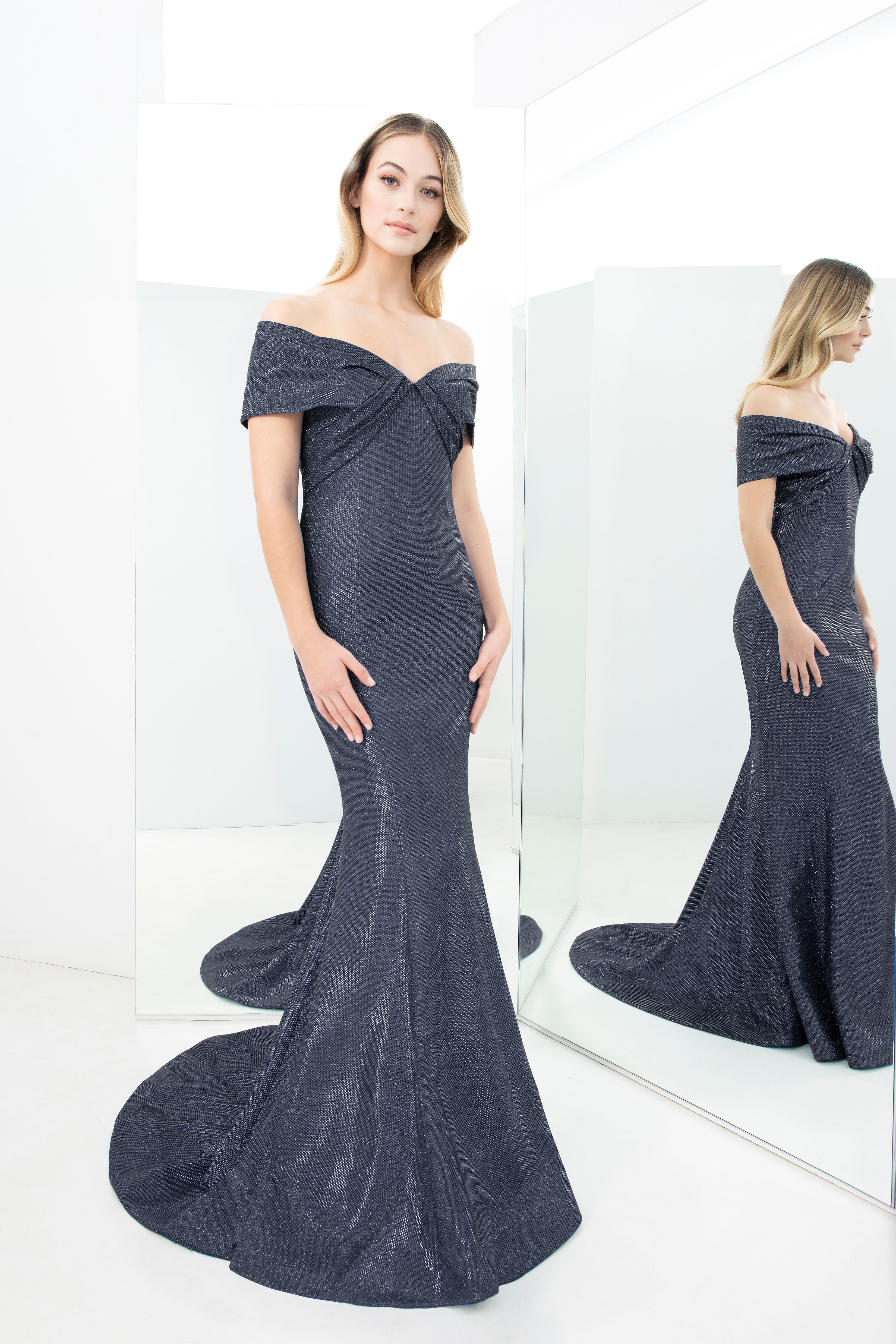 Formal Dresses Metallic Long Formal Evening Dress Midnite