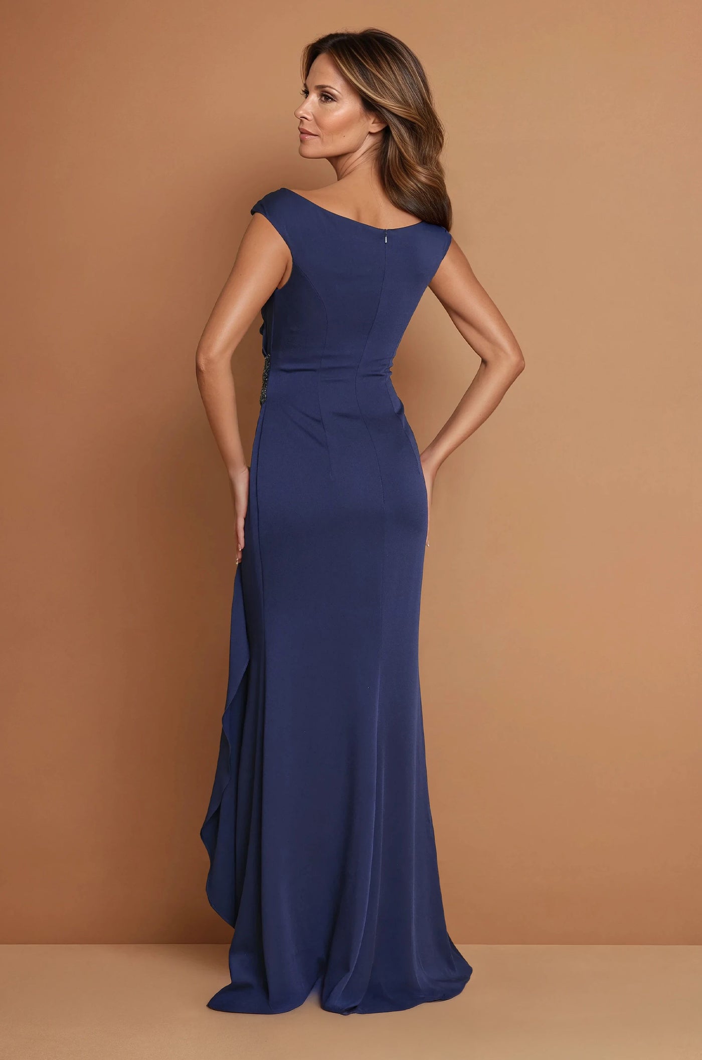 Formal Dresses Long Crepe Formal Evening Dress Navy