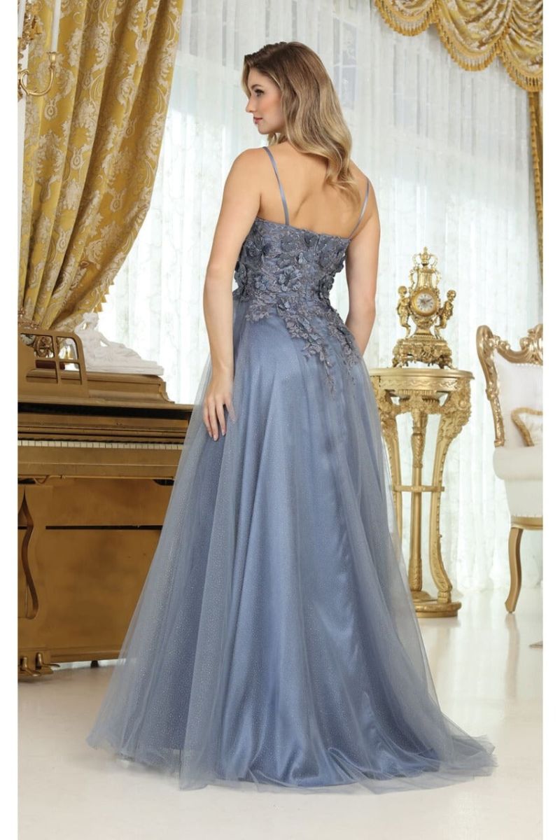 V-Neck Floor-Length Tulle Prom A-Line May Queen 2016