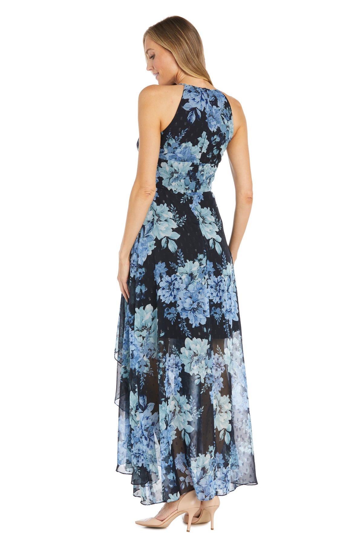 Cocktail Dresses Floral Short Tea Length Cocktail Dress R&M Richards 1393P Navy