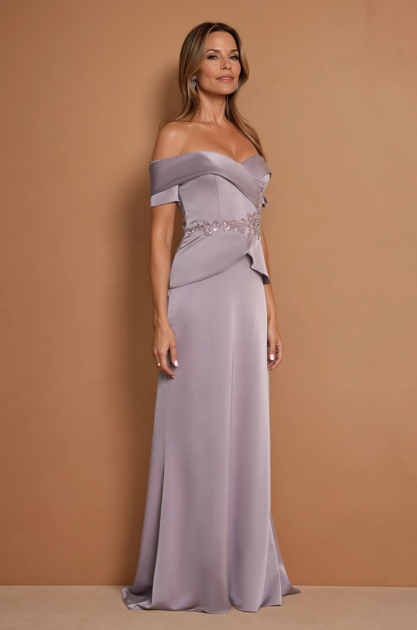 Mother of the Bride Dresses Off Shoulder Sleeve Mother Of The Bride Dress Mauve