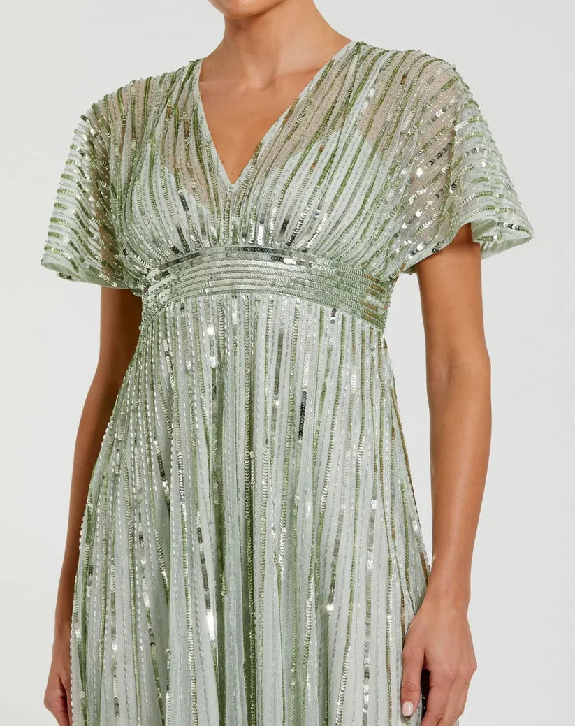 Cocktail Dresses Cocktail Sequin Midi Formal Dress Sage