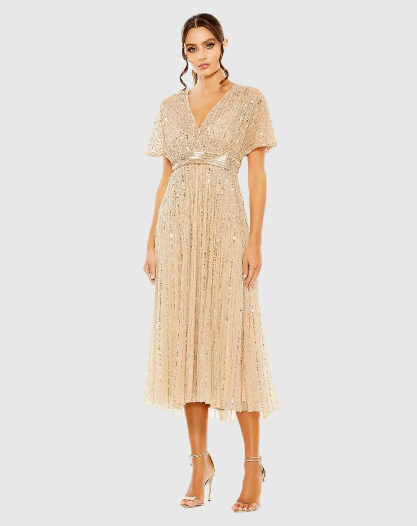 Cocktail Dresses Cocktail Sequin Midi Formal Dress Taupe