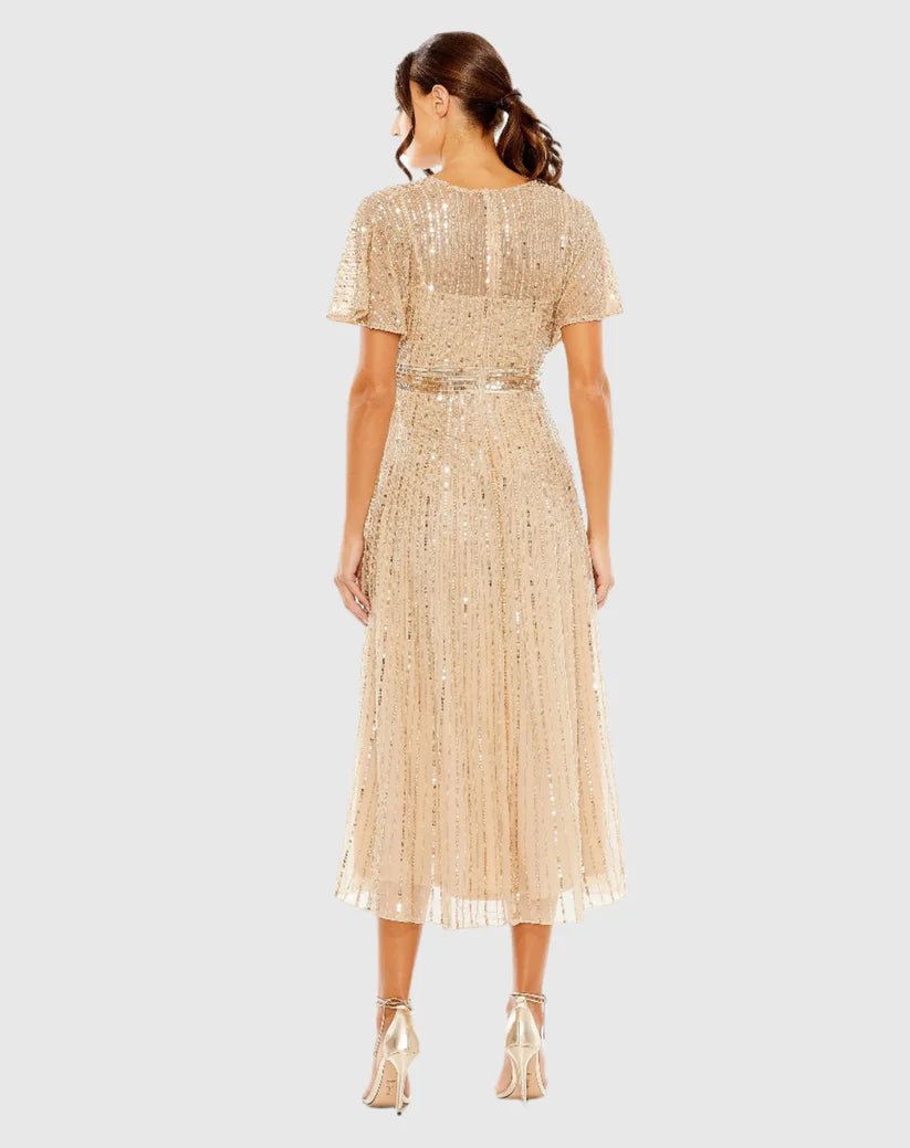 Cocktail Dresses Cocktail Sequin Midi Formal Dress Taupe