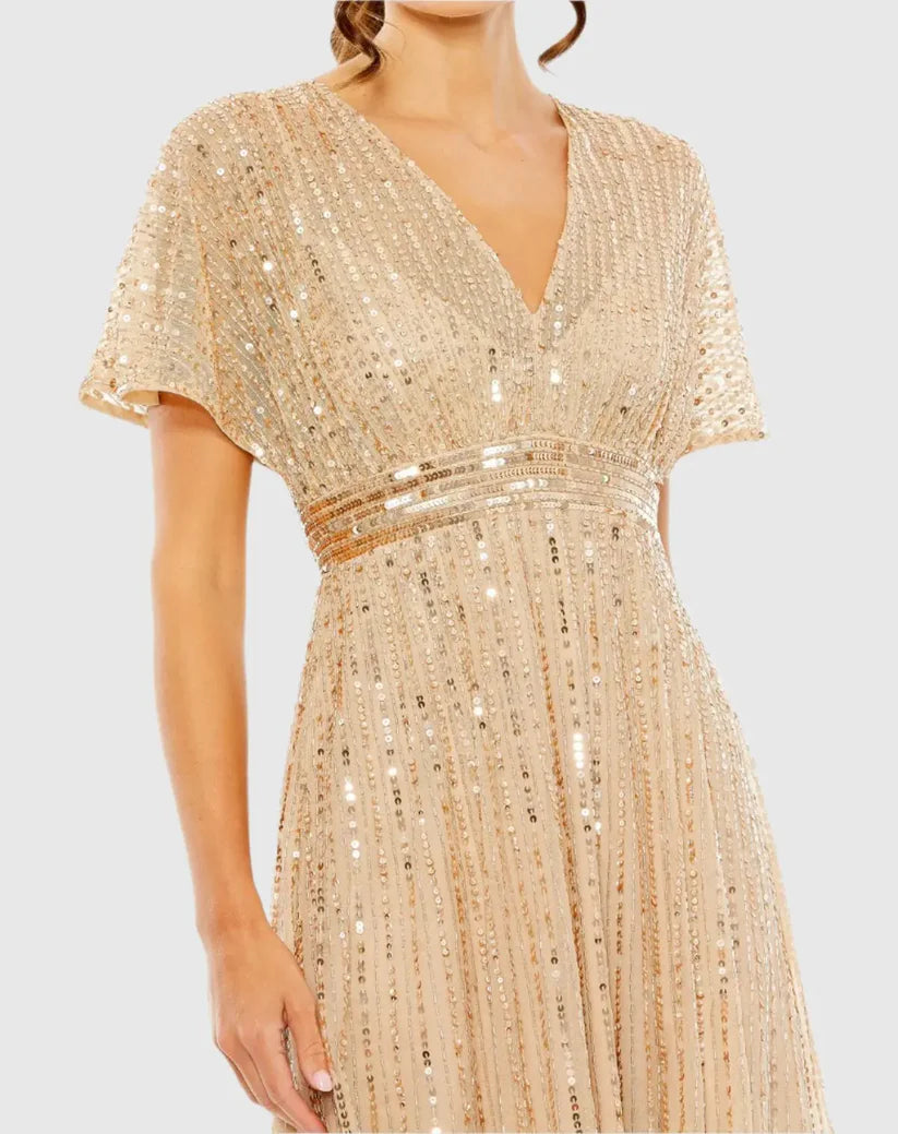 Cocktail Dresses Cocktail Sequin Midi Formal Dress Taupe