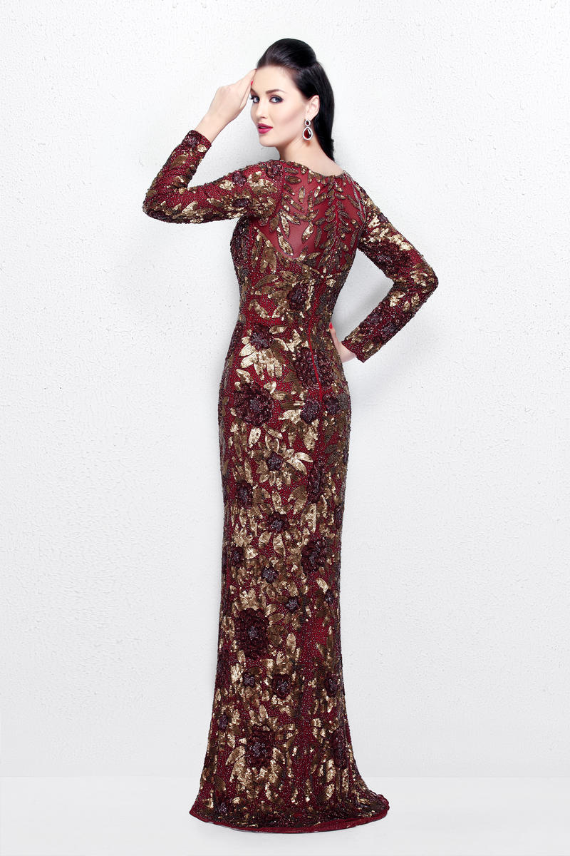 Mother of the Bride Dresses Mother of the Bride Formal Long Sleeve Sequin Dress Primavera Couture 1401 Burgundy