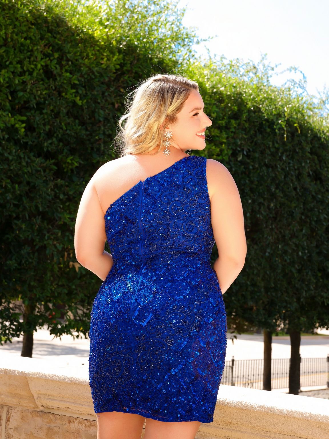 Cocktail Dresses Sparkling Short one Shoulder Prom Dress ROYAL BLUE