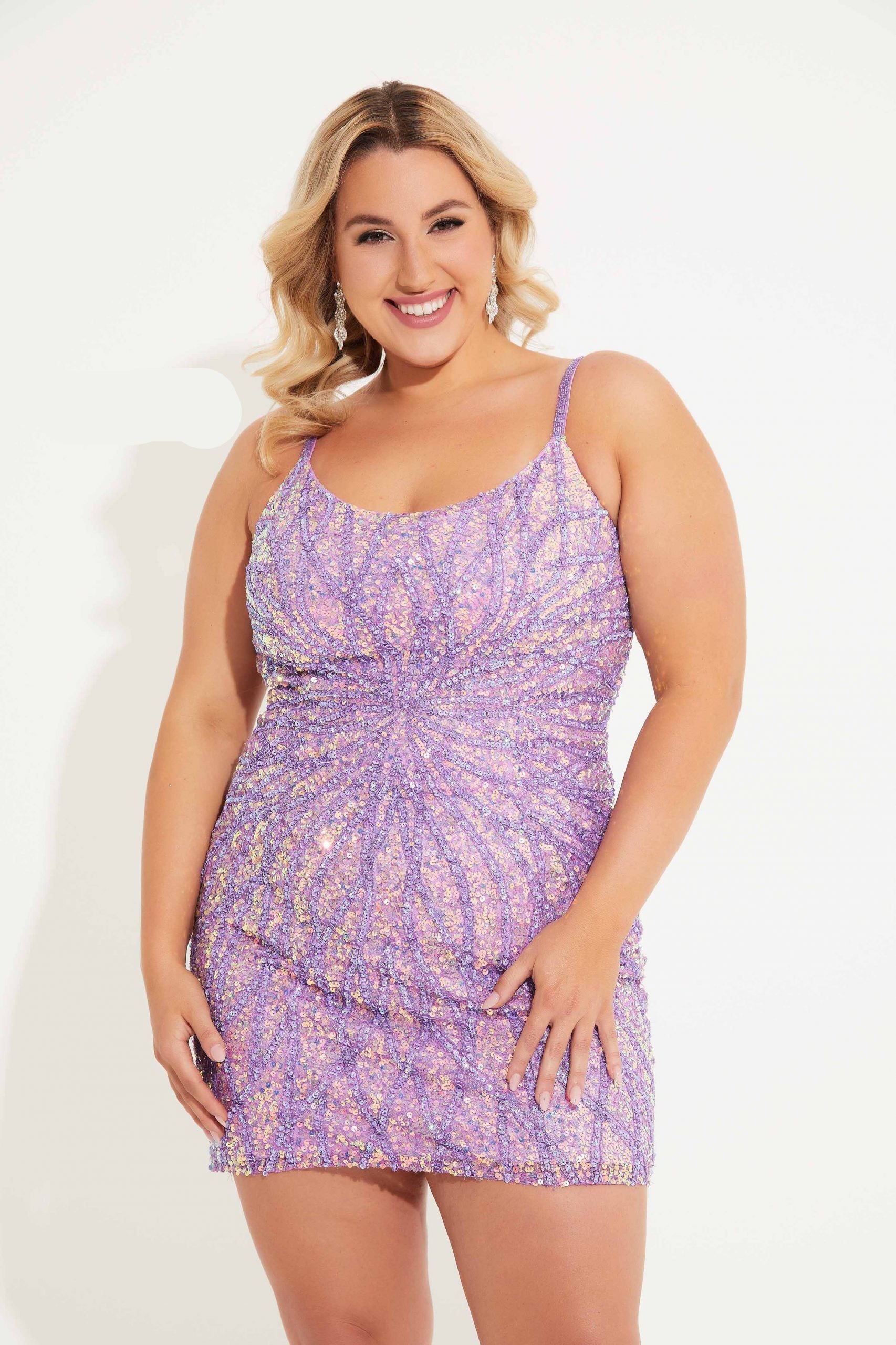 Plus Size Dresses Homecoming Short Cocktail Fitted Sequin Dress Orchid