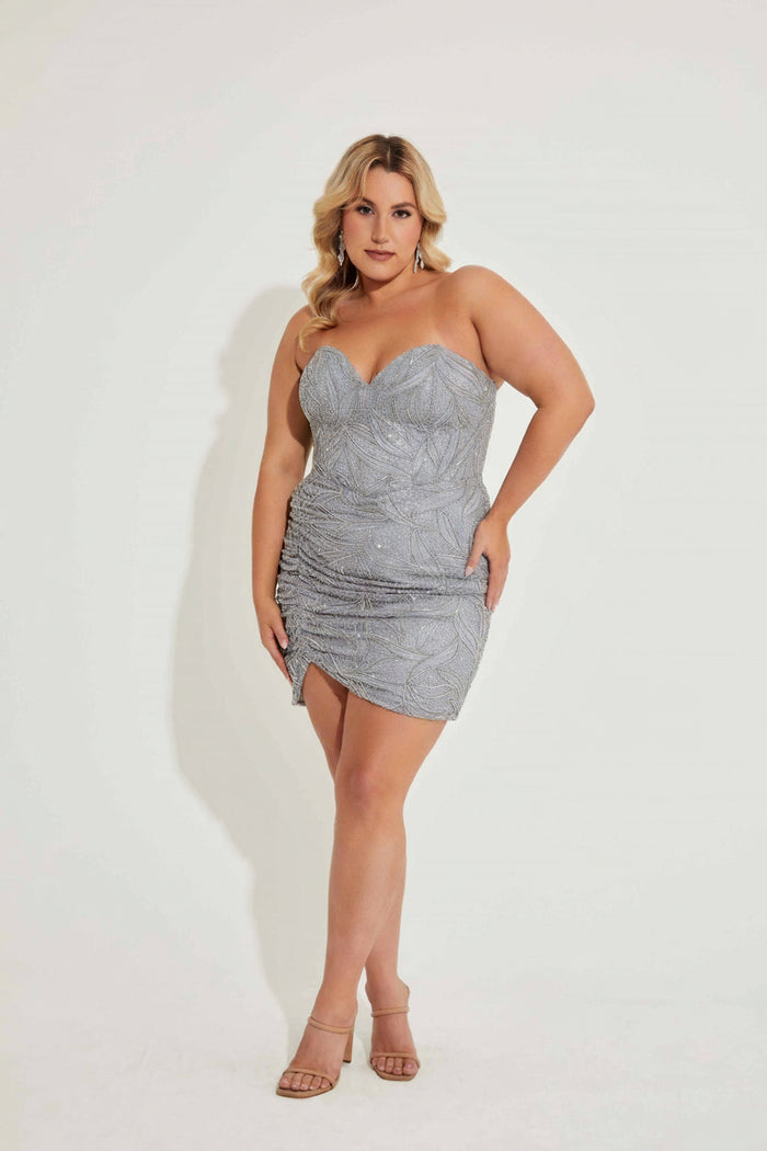 Plus Size Dresses Plus Size Short Fitted Cocktail Dress Platinum
