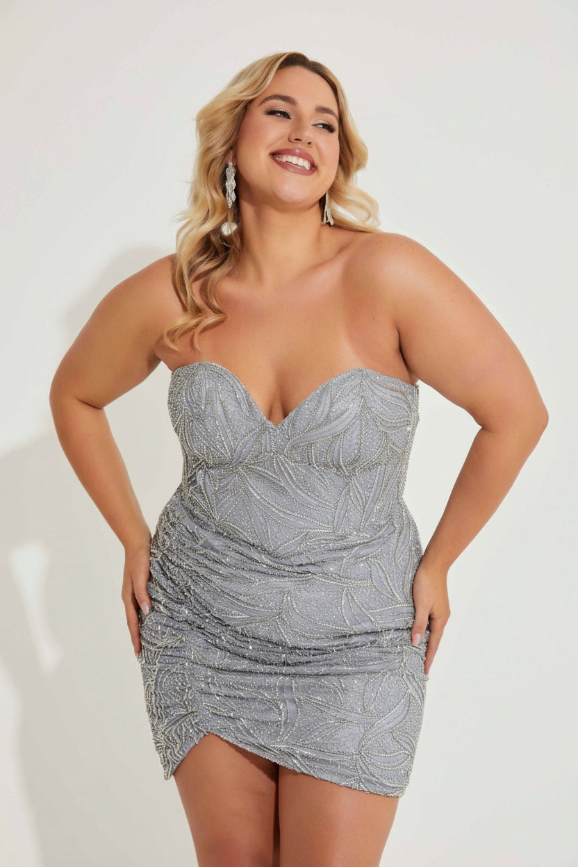 Plus Size Dresses Plus Size Short Fitted Cocktail Dress Platinum