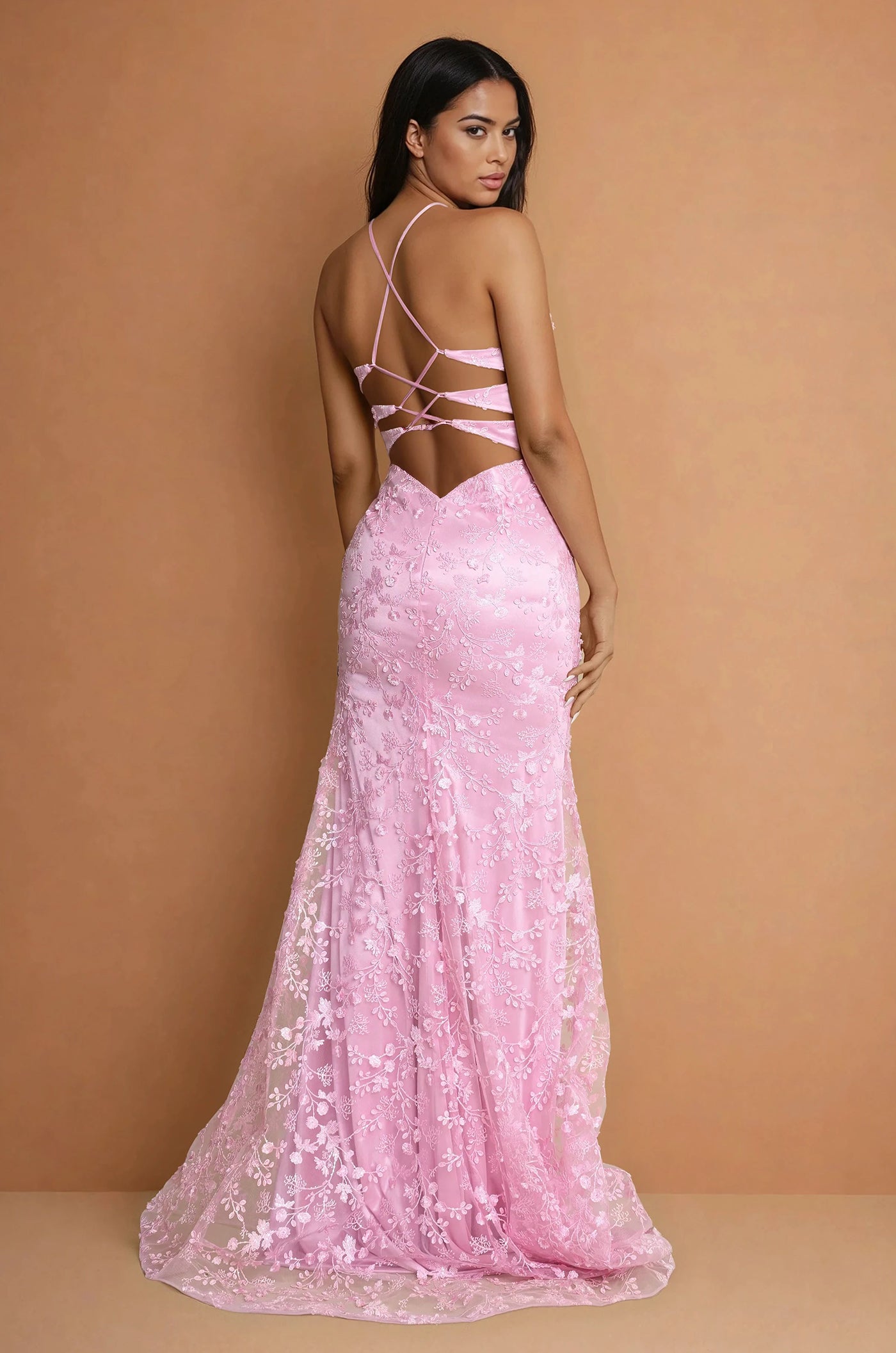 Prom Dresses Long Open Back Sexy Prom Dress Pink