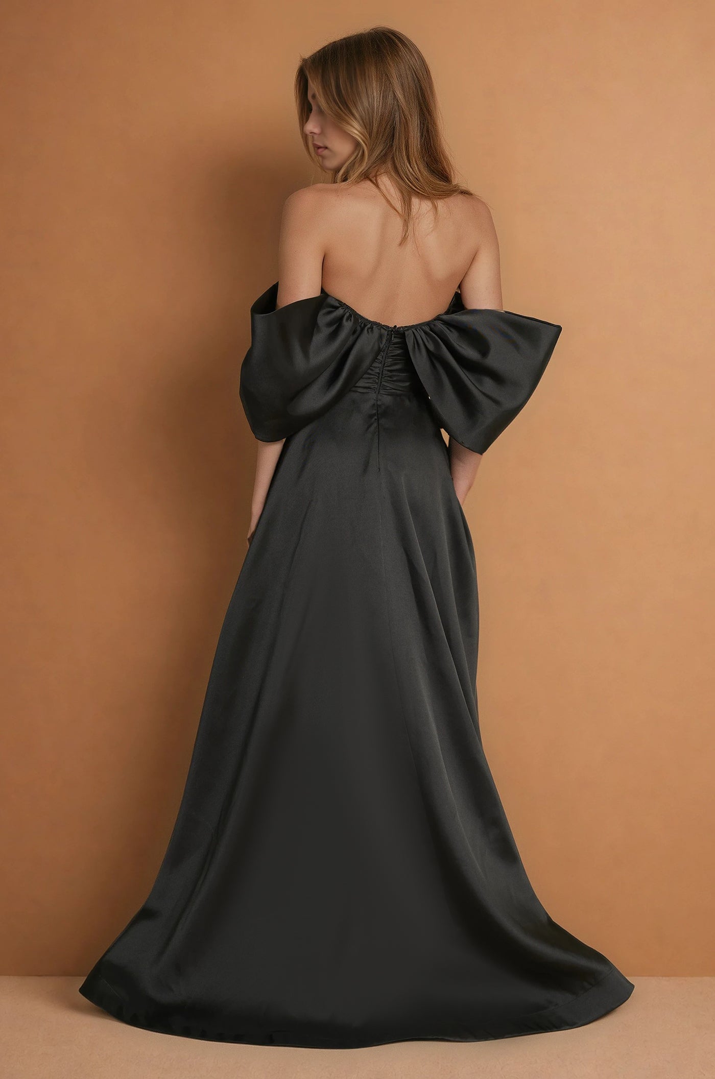 Formal Dresses Long Formal Gown Off Shoulder Sleeves Black
