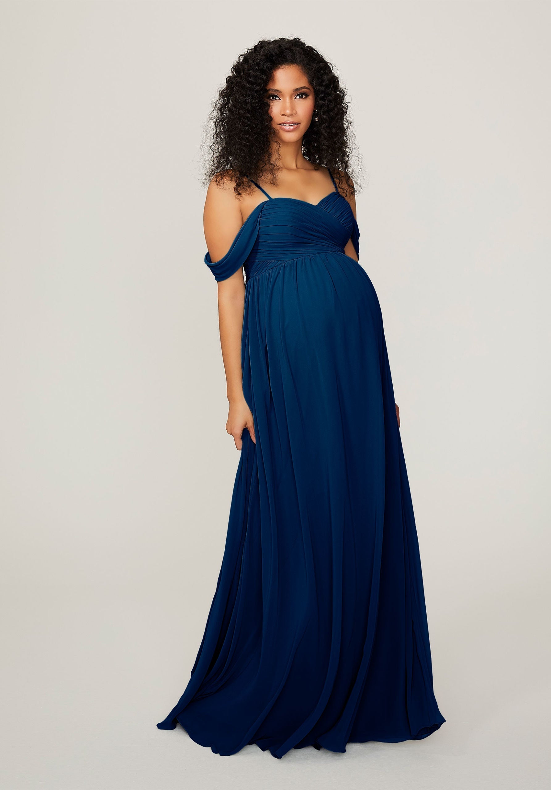 Formal Dresses Formal Long Pleated Evening Dress MGNY Madeline Gardner New York 14103 Sapphire
