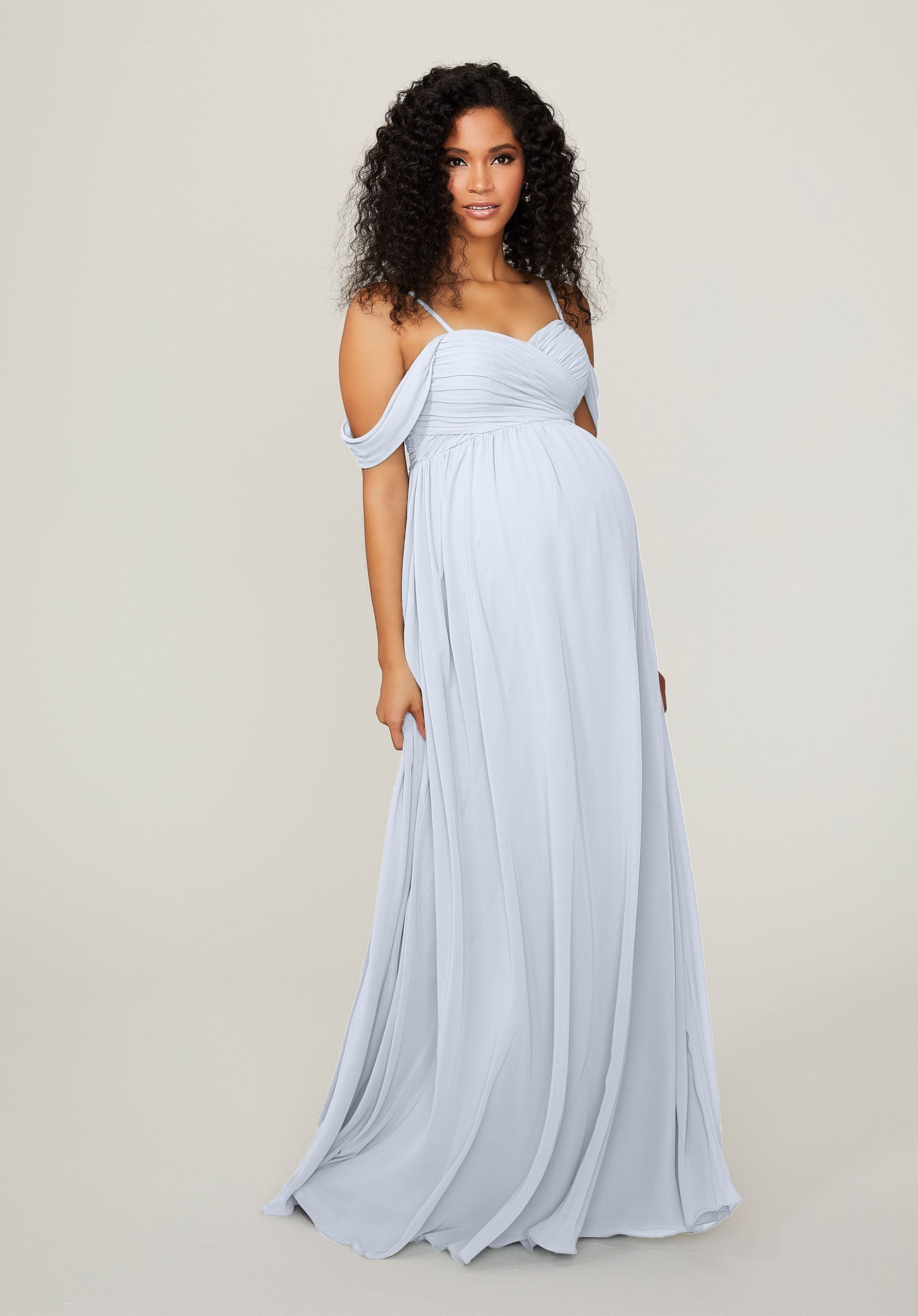 Formal Dresses Long Formal Evening Pleated Dress MGNY Madeline Gardner New York 14103 Fog