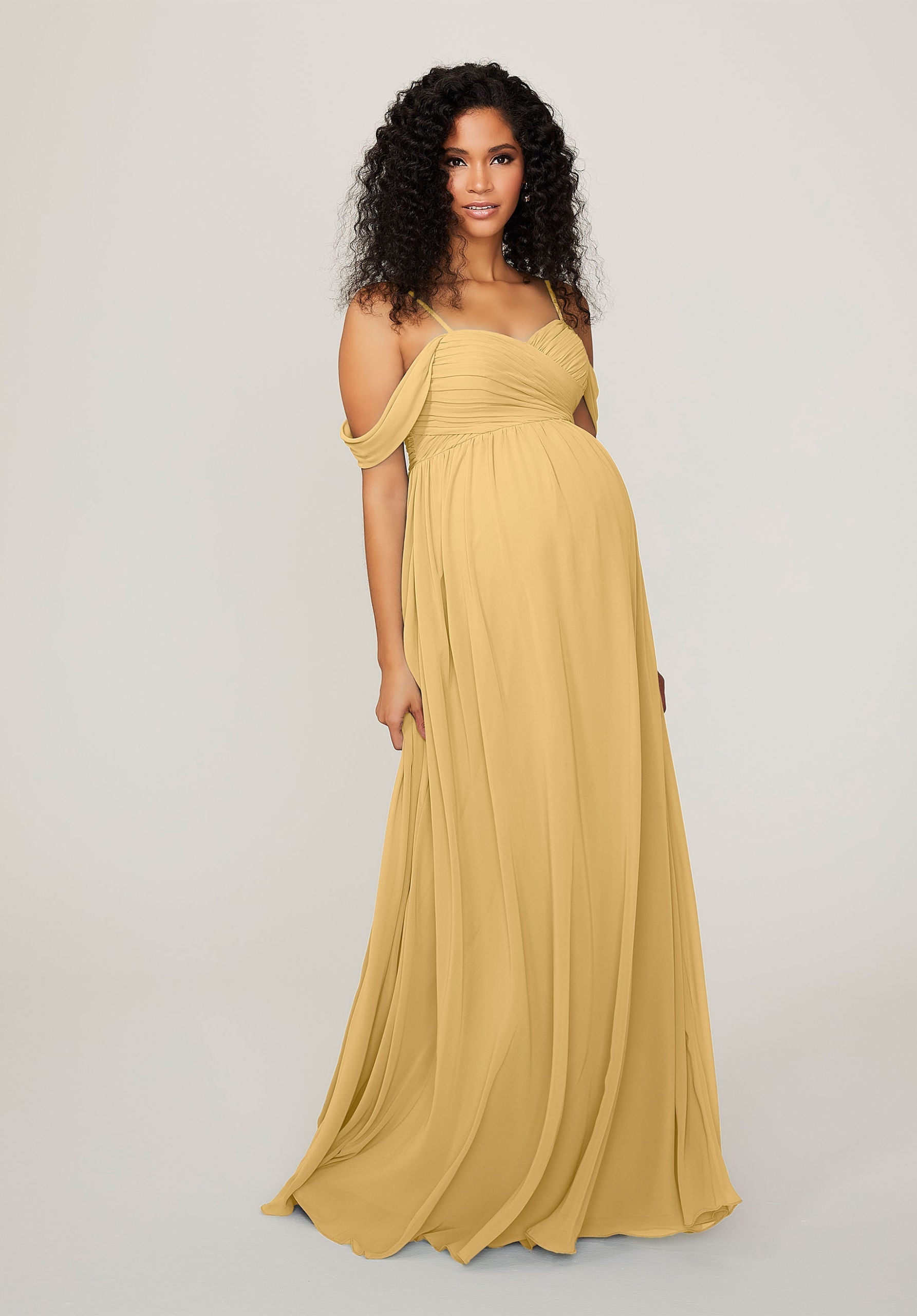 Formal Dresses Long Formal Pleated Evening Dress MGNY Madeline Gardner New York 14103 Buttercup