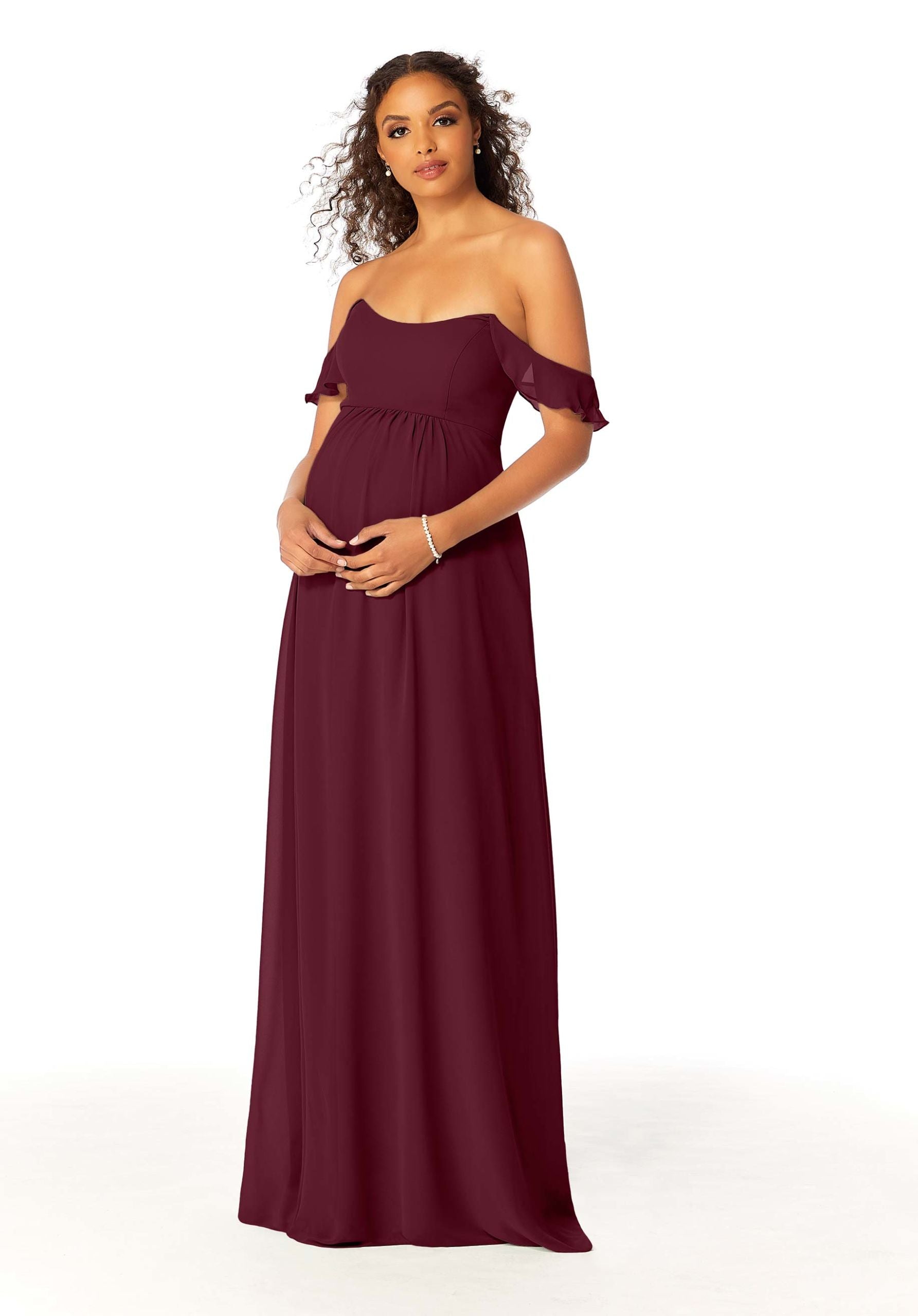 Formal Dresses A Line Formal Evening Long Ruffle Dress MGNY Madeline Gardner New York 14111 Bordeaux