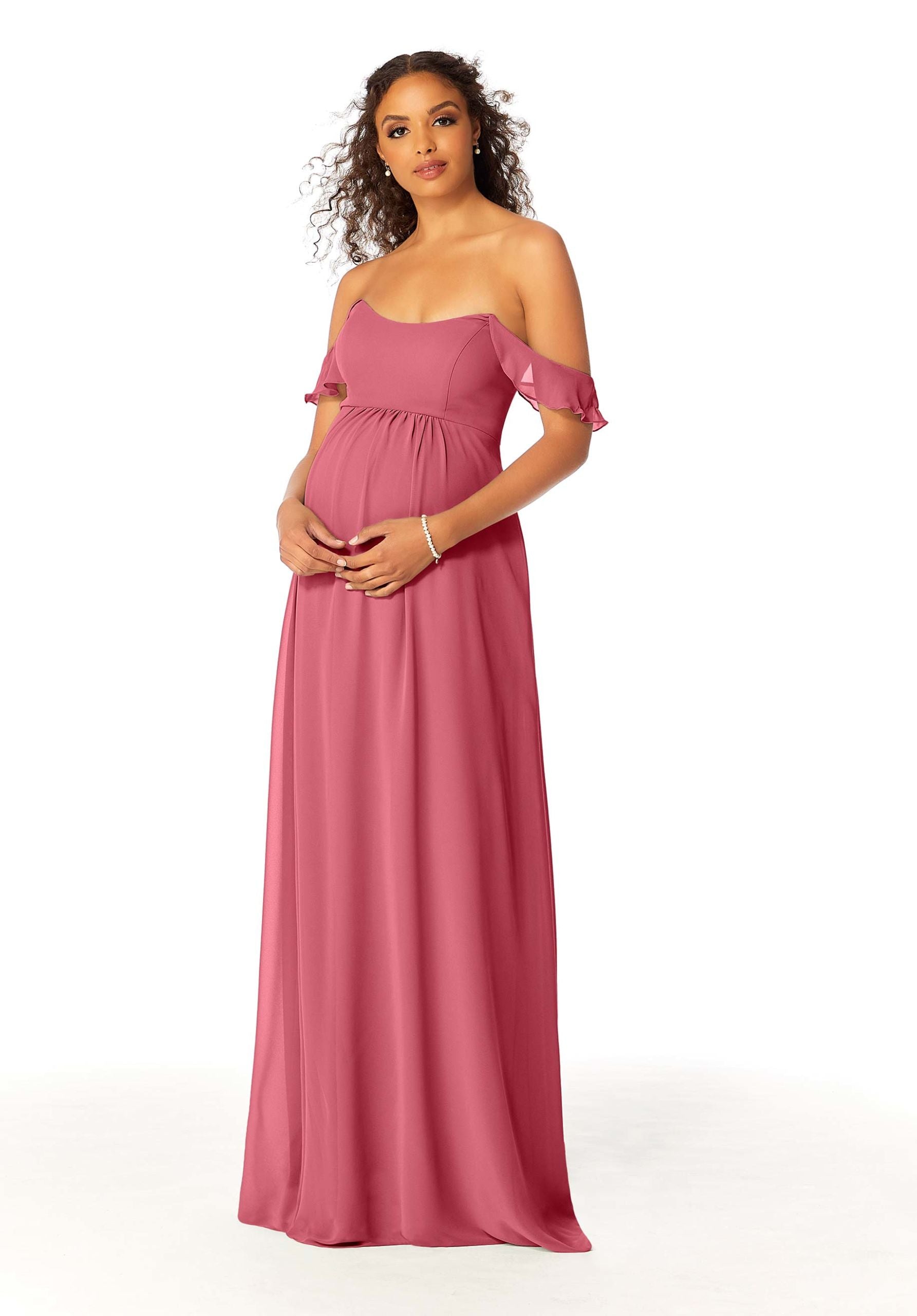 Formal Dresses Formal Evening Long A Line Ruffle Dress MGNY Madeline Gardner New York 14111 Rosewood