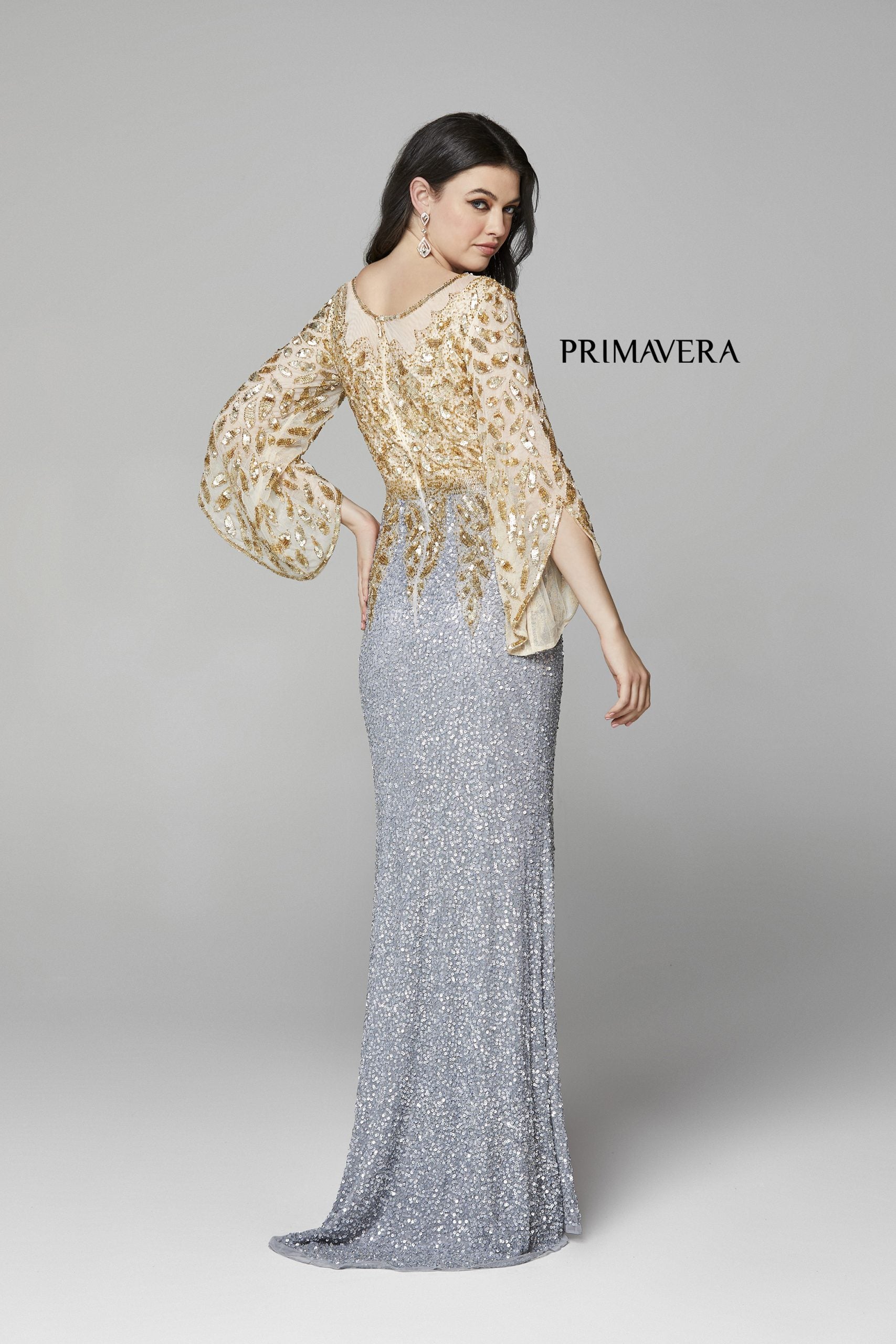 Mother of the Bride Dresses Mother of the Bride Formal Long Sequin Dress Primavera Couture 1424 Platinum Gold