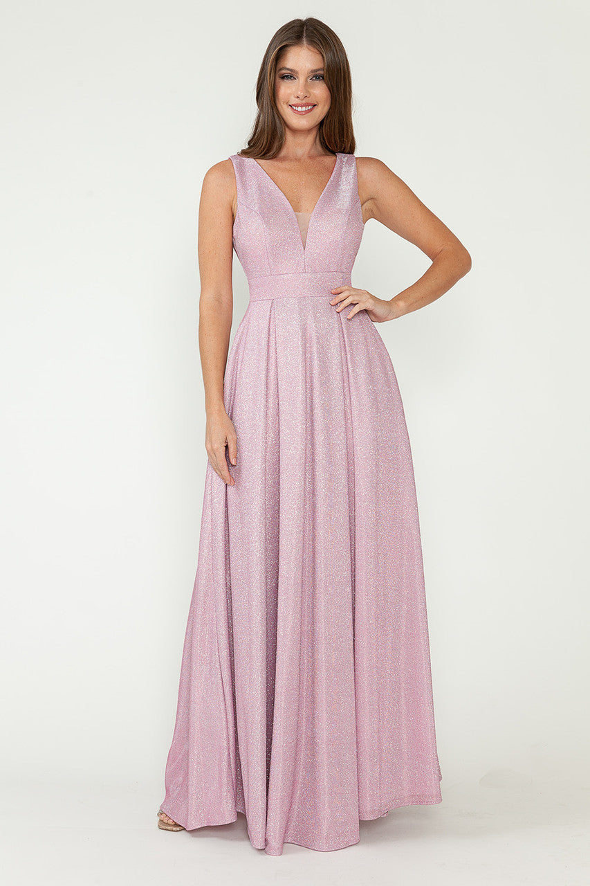 Formal Dresses Pleated Long Metallic Formal Prom Dress Lenovia 5256 Hot Pink