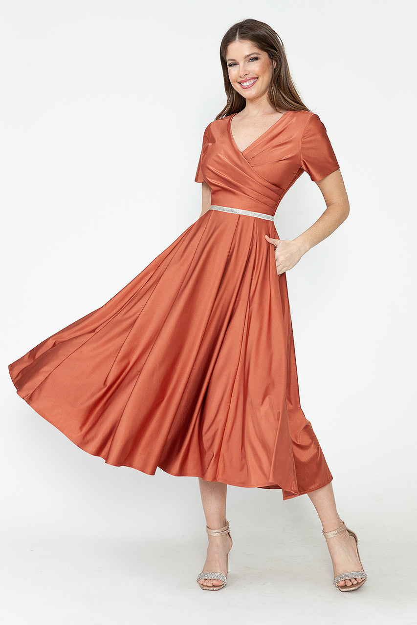 Cocktail Dresses Short Tea Length Pleated Cocktail Dress Lenovia 5274 Sienna