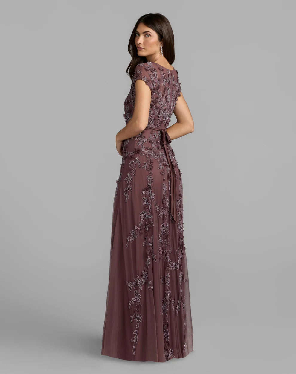 Mother of the Bride Dresses Formal A line Long 3D Floral Mother of the Bride Dress Mac Duggal 9914521P Heather