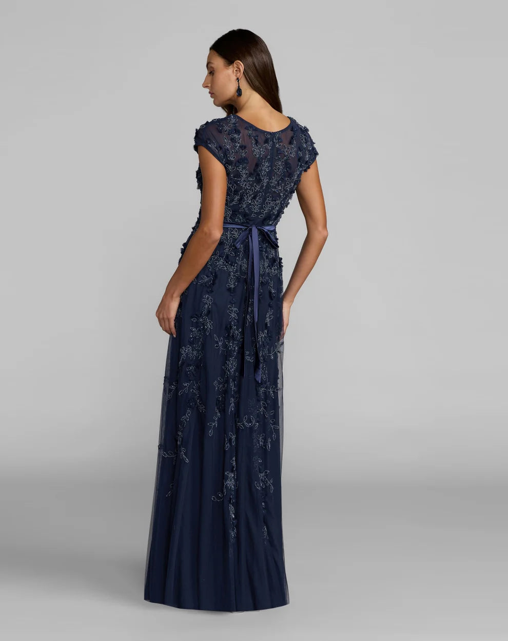 Mother of the Bride Dresses Formal A line Long 3D Floral Mother of the Bride Dress Mac Duggal 9914521P Midnight
