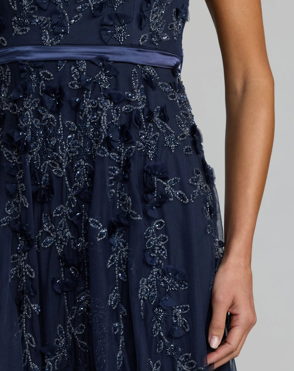 Mother of the Bride Dresses Formal A line Long 3D Floral Mother of the Bride Dress Mac Duggal 9914521P Midnight