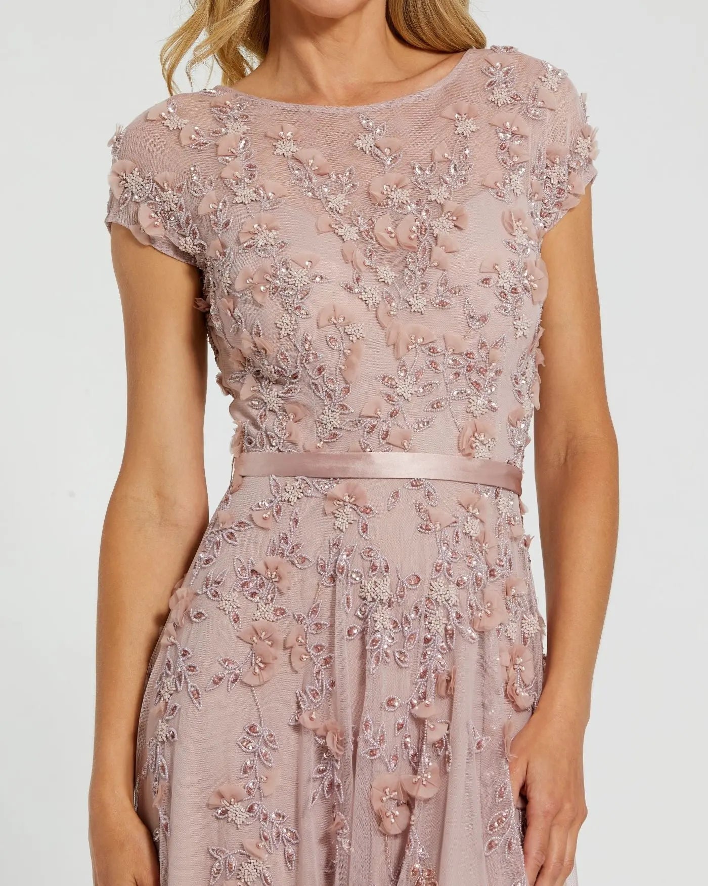 Mother of the Bride Dresses A Line Long Formal 3D Floral Mother of the Bride Dress Mac Duggal 9914521 Mocha