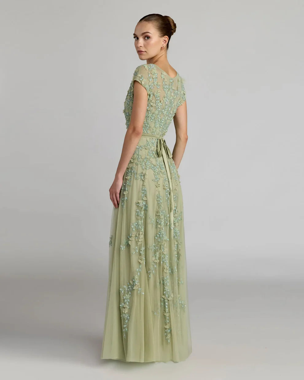 Mother of the Bride Dresses Formal A line Long 3D Floral Mother of the Bride Dress Mac Duggal 9914521P Sage