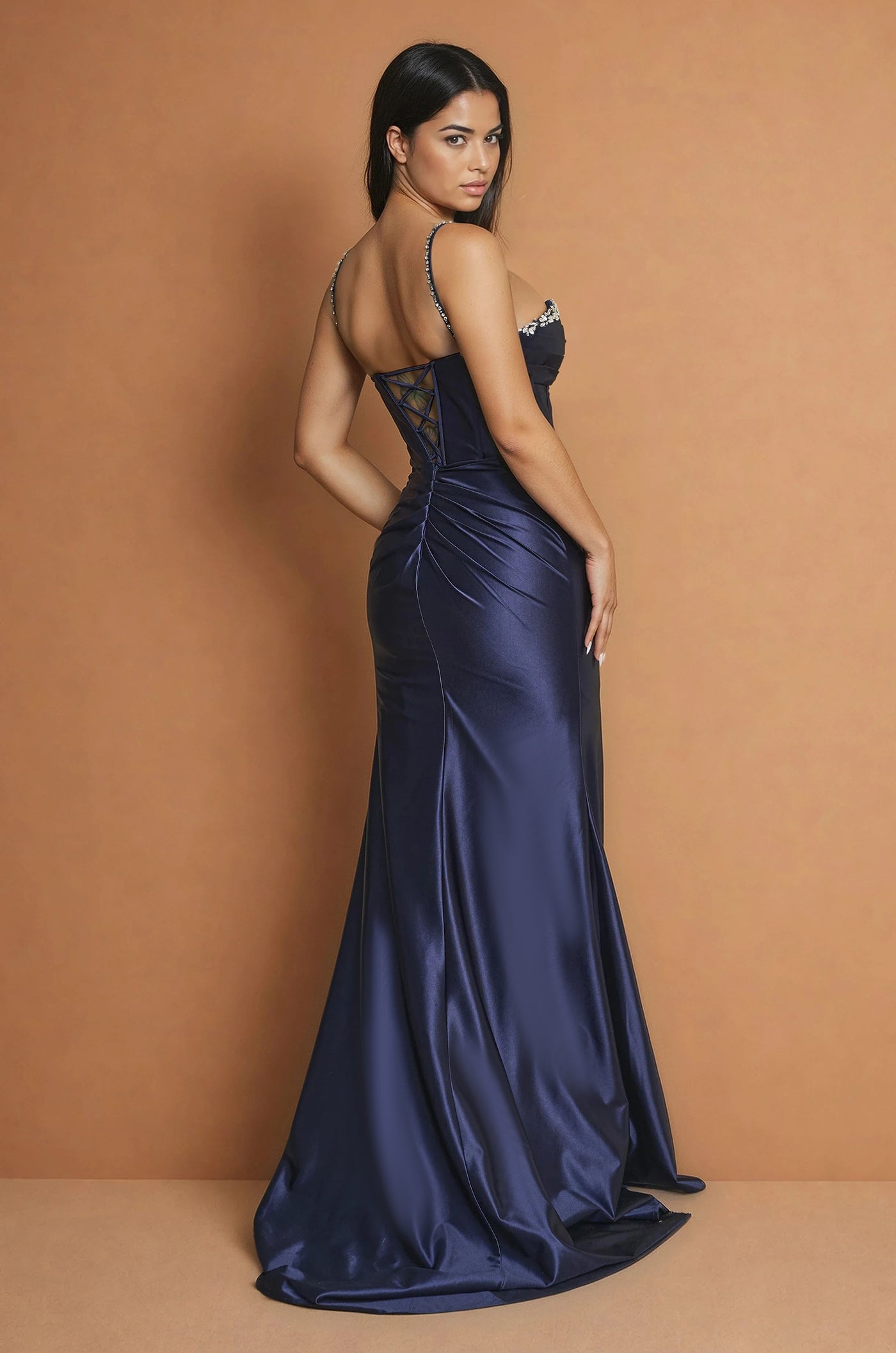 Formal Dresses Long Formal Dress with Keyhole Navy