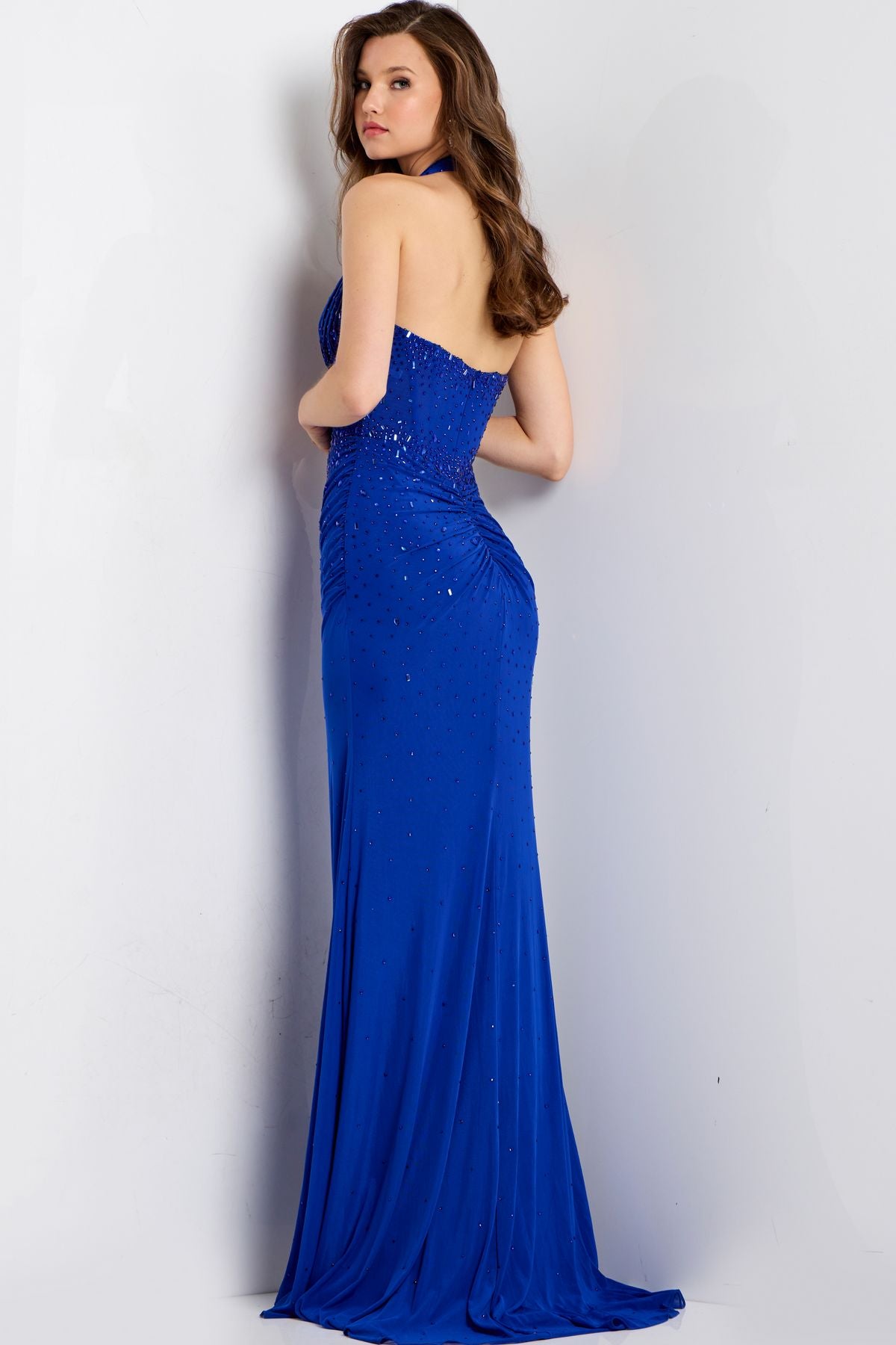 Prom Dresses Fitted Beaded Formal Long Evening Prom Dress Royal