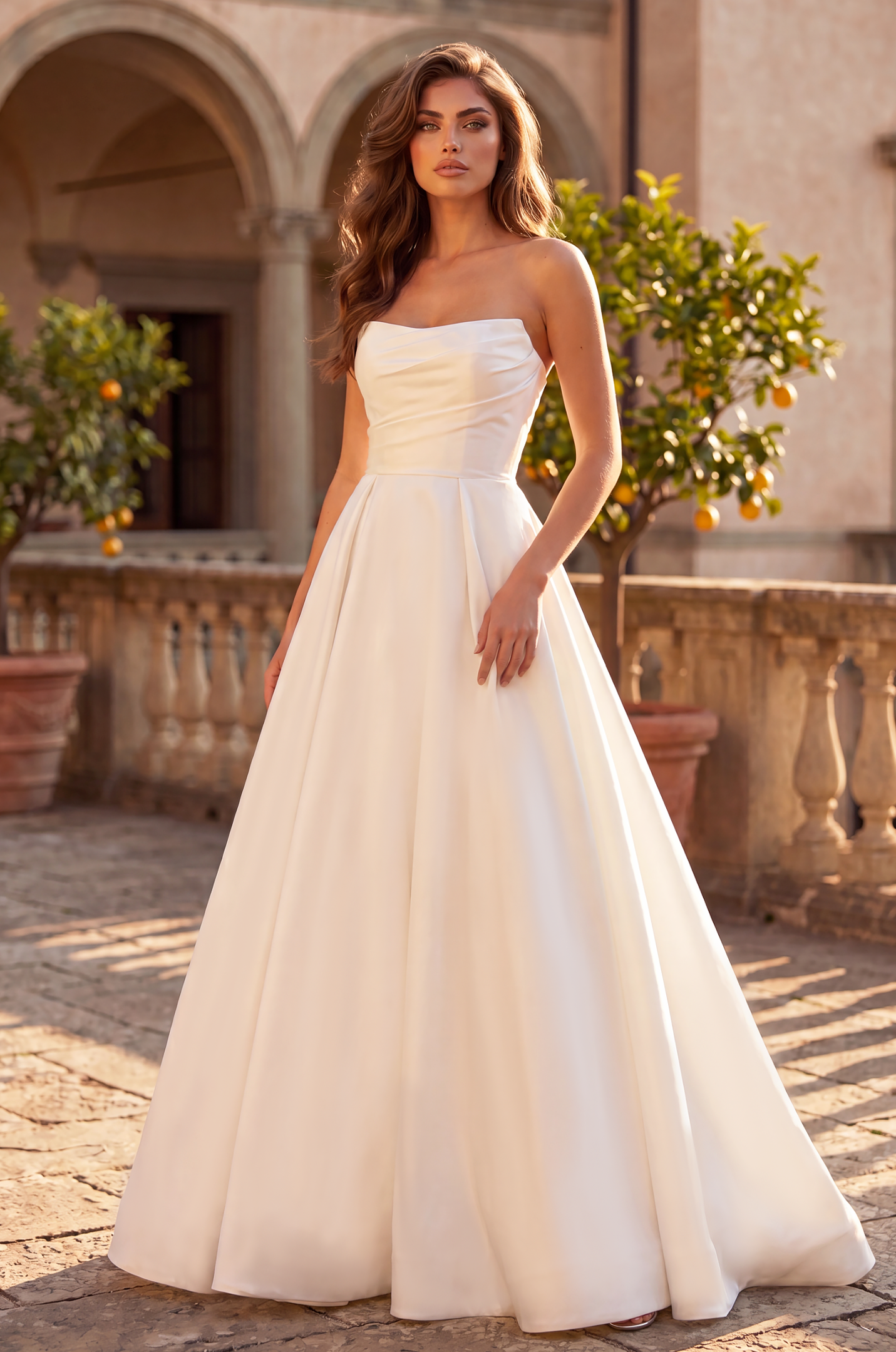 Prom Dresses Long Corset Formal Pleated Prom Ball Gown Off White