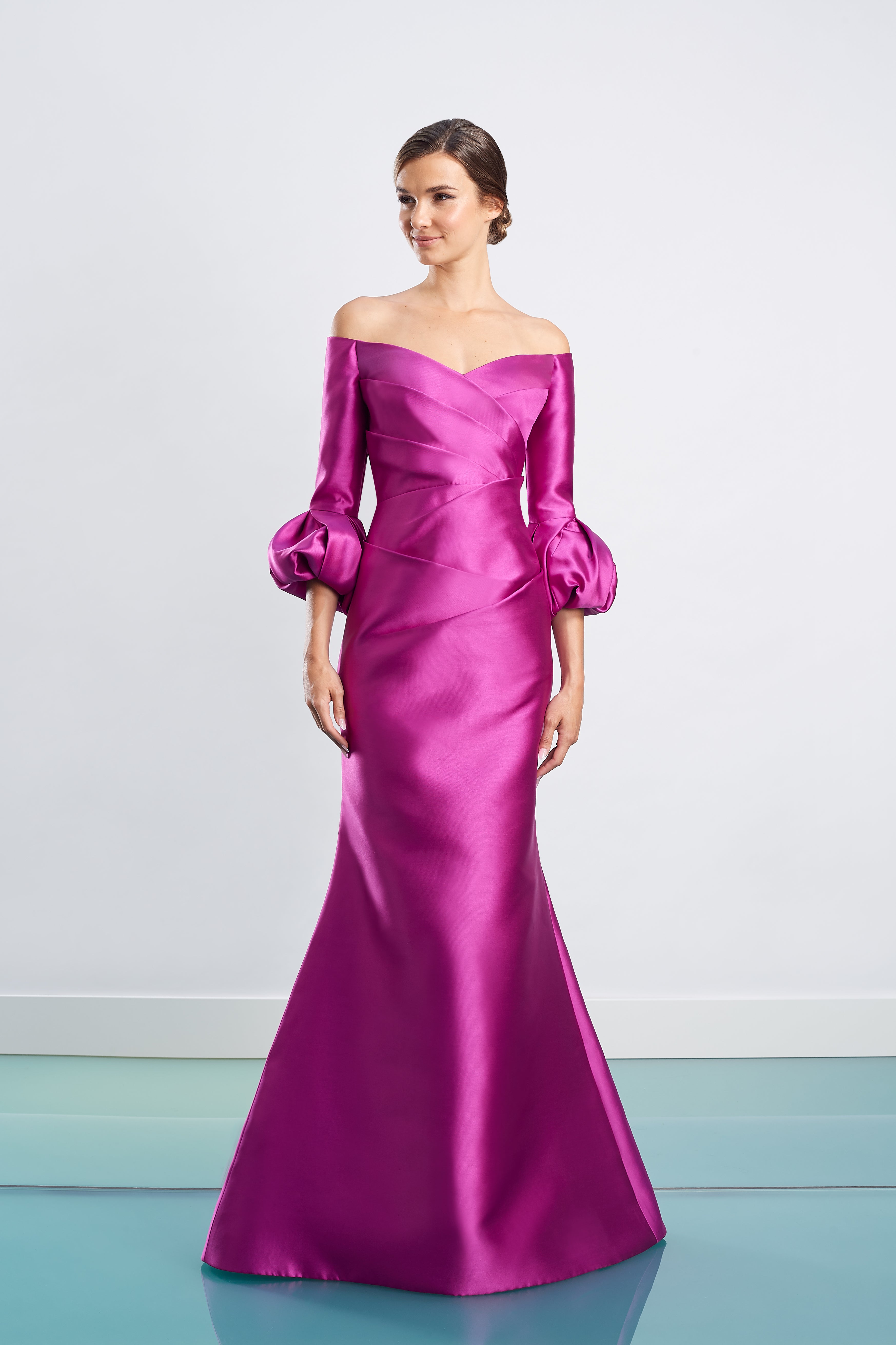 Formal Dresses Long Formal Fit Pleated Evening Dress Fuchsia
