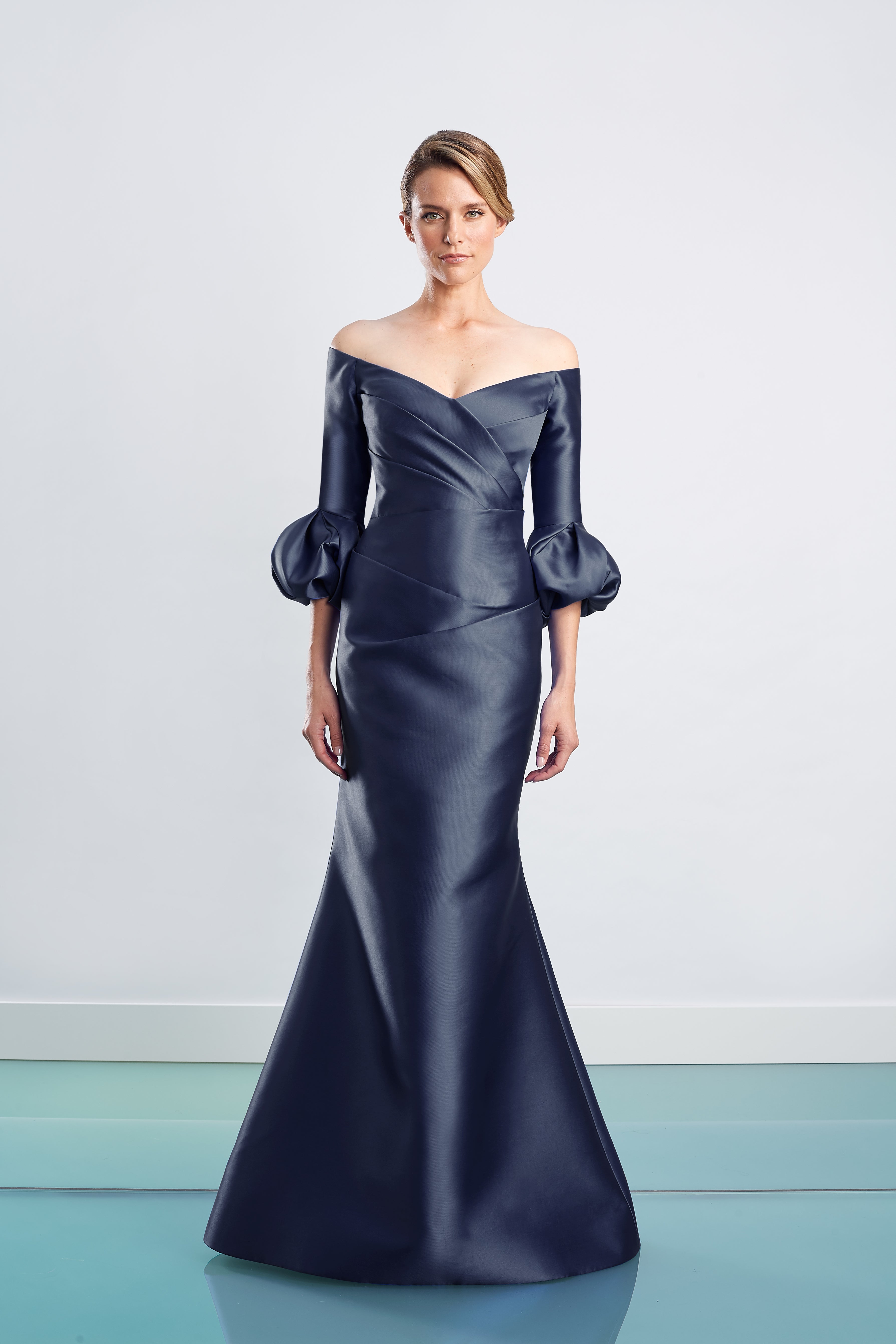 Formal Dresses Long Formal Fit Pleated Evening Dress Navy