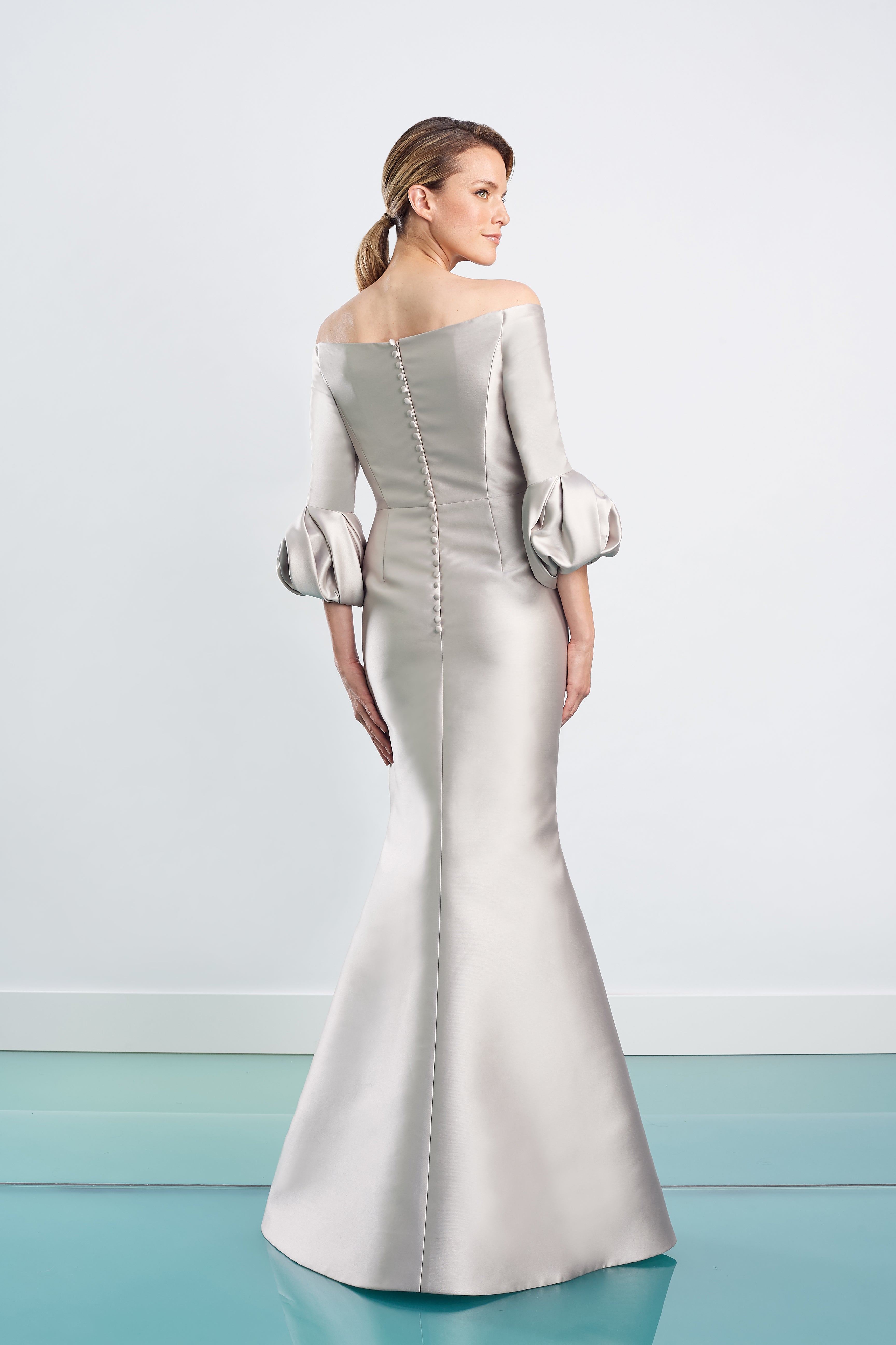 Formal Dresses Long Formal Fit Pleated Evening Dress Silver/Taupe