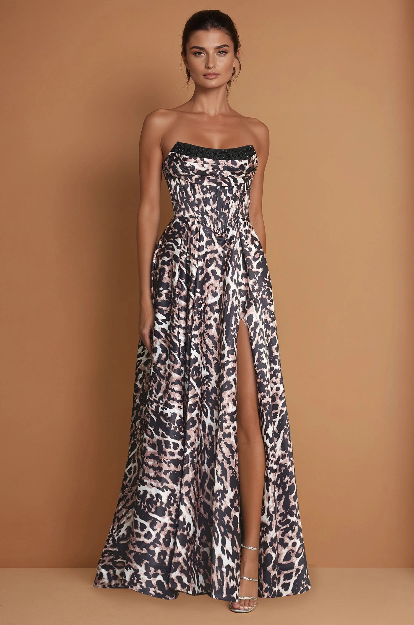 Formal Dresses Long Corset Lepord Print Ball Gown Print