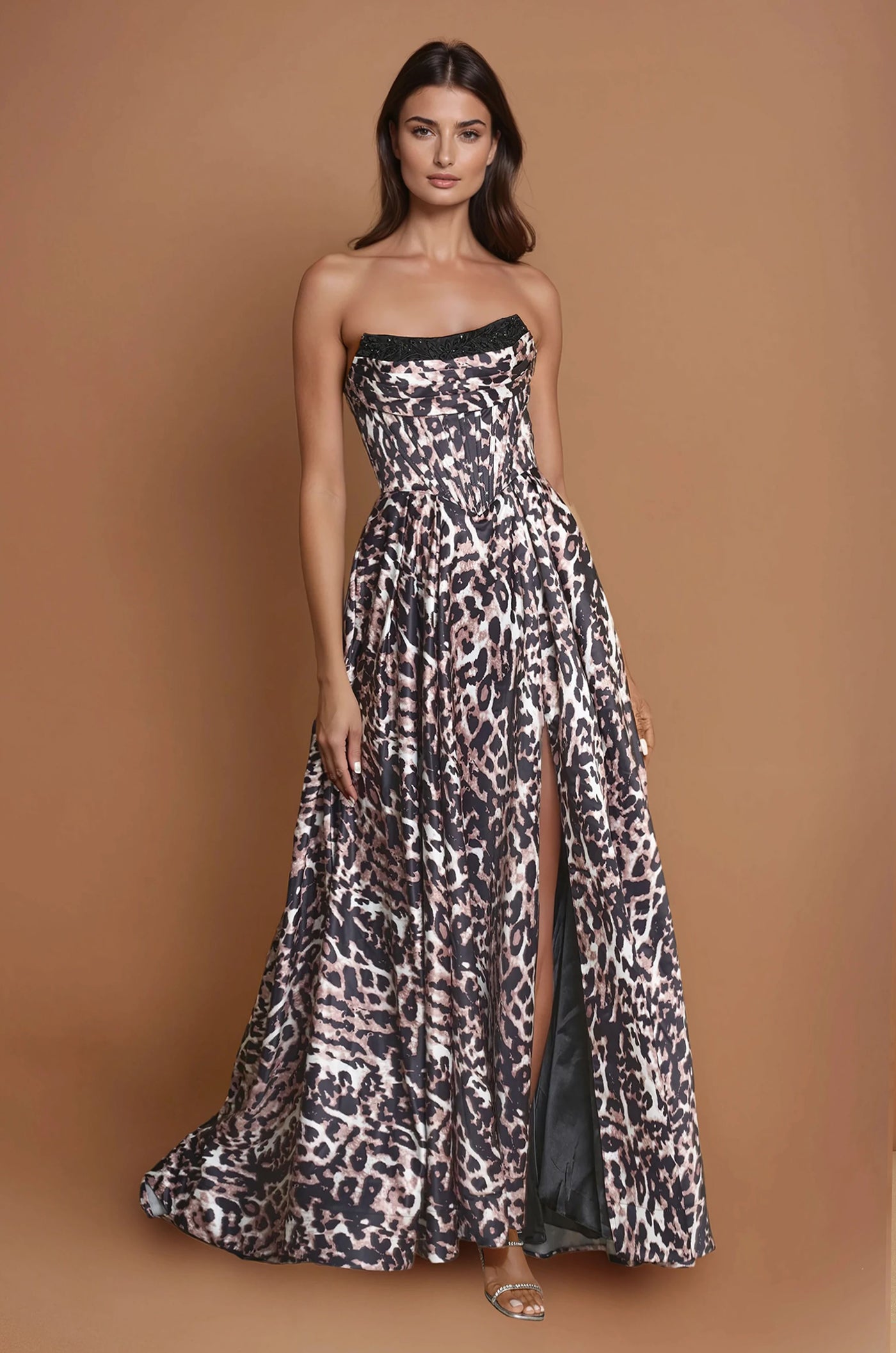 Formal Dresses Long Corset Lepord Print Ball Gown Print