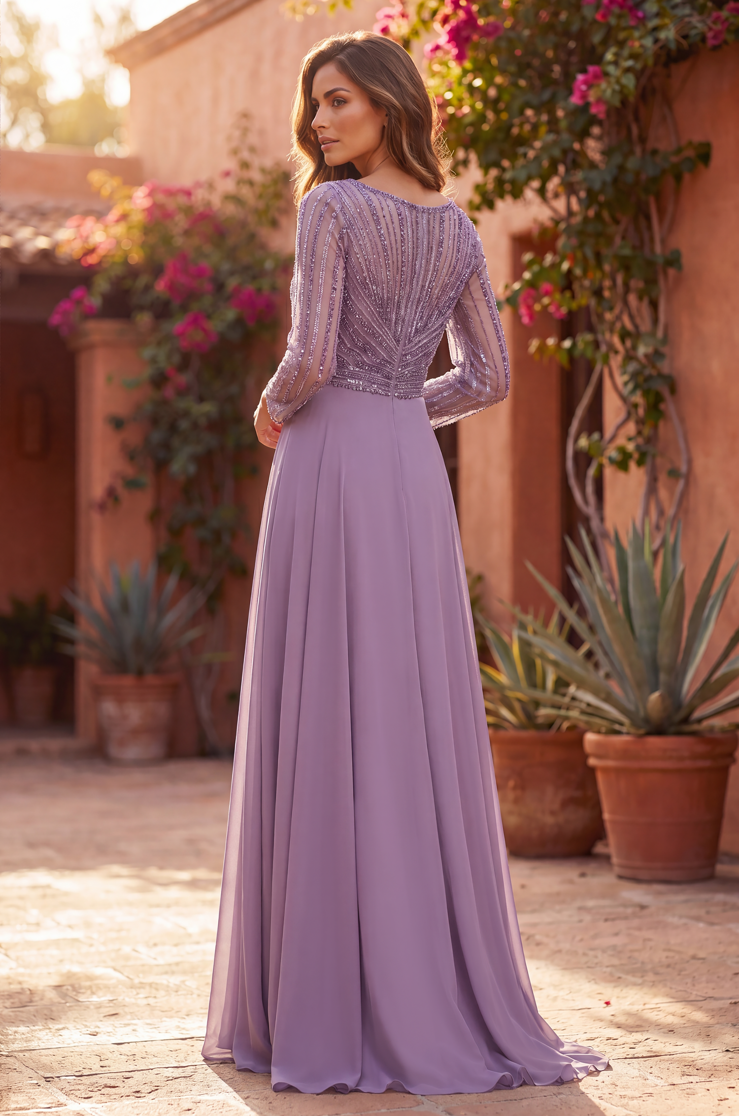 Mother of the Bride Dresses Long Sleeve Beaded Mother of the Bride Dress Dark Lilac