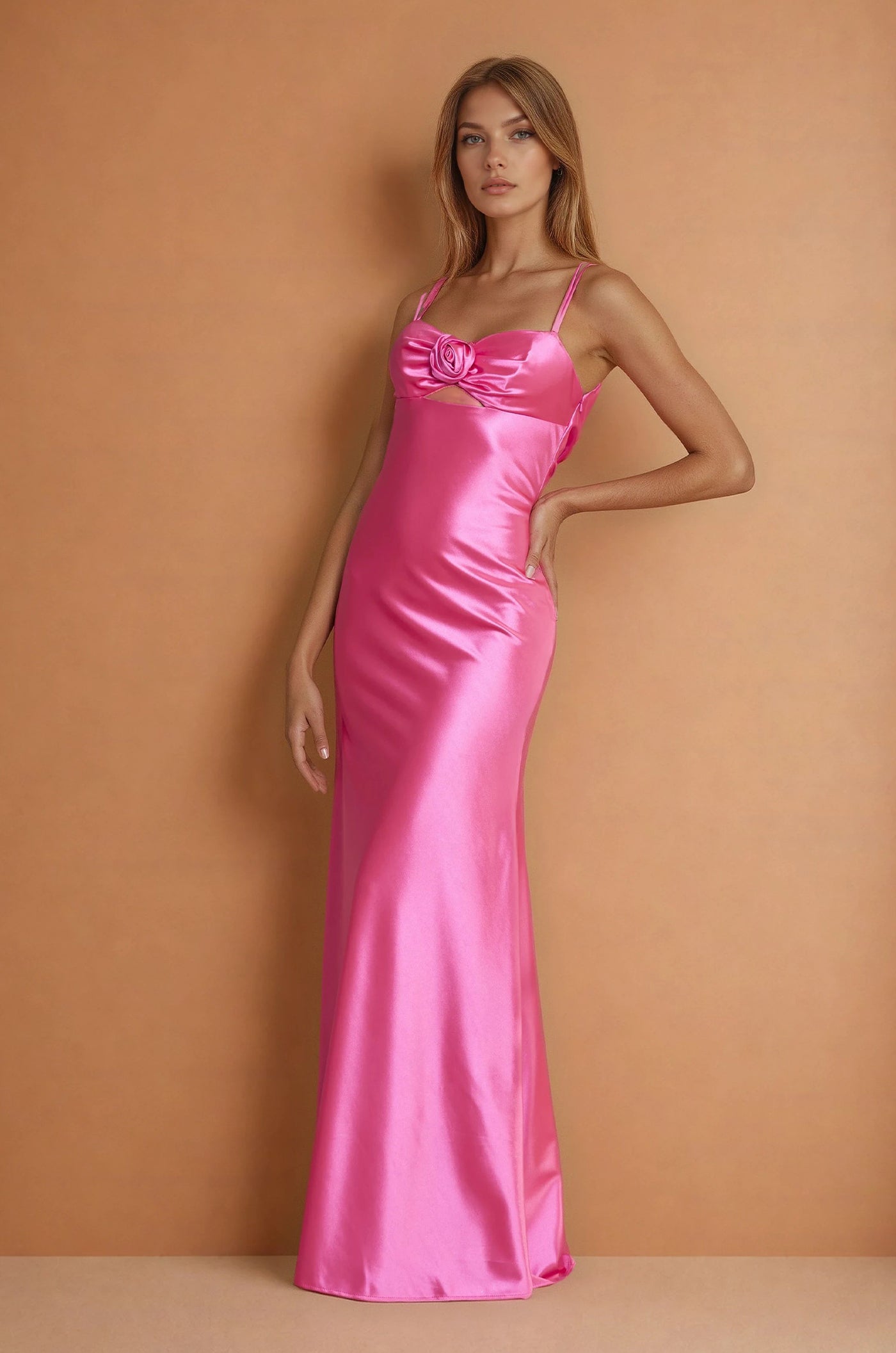 Prom Dresses Long Sexy Prom Satin Formal Dress Pink