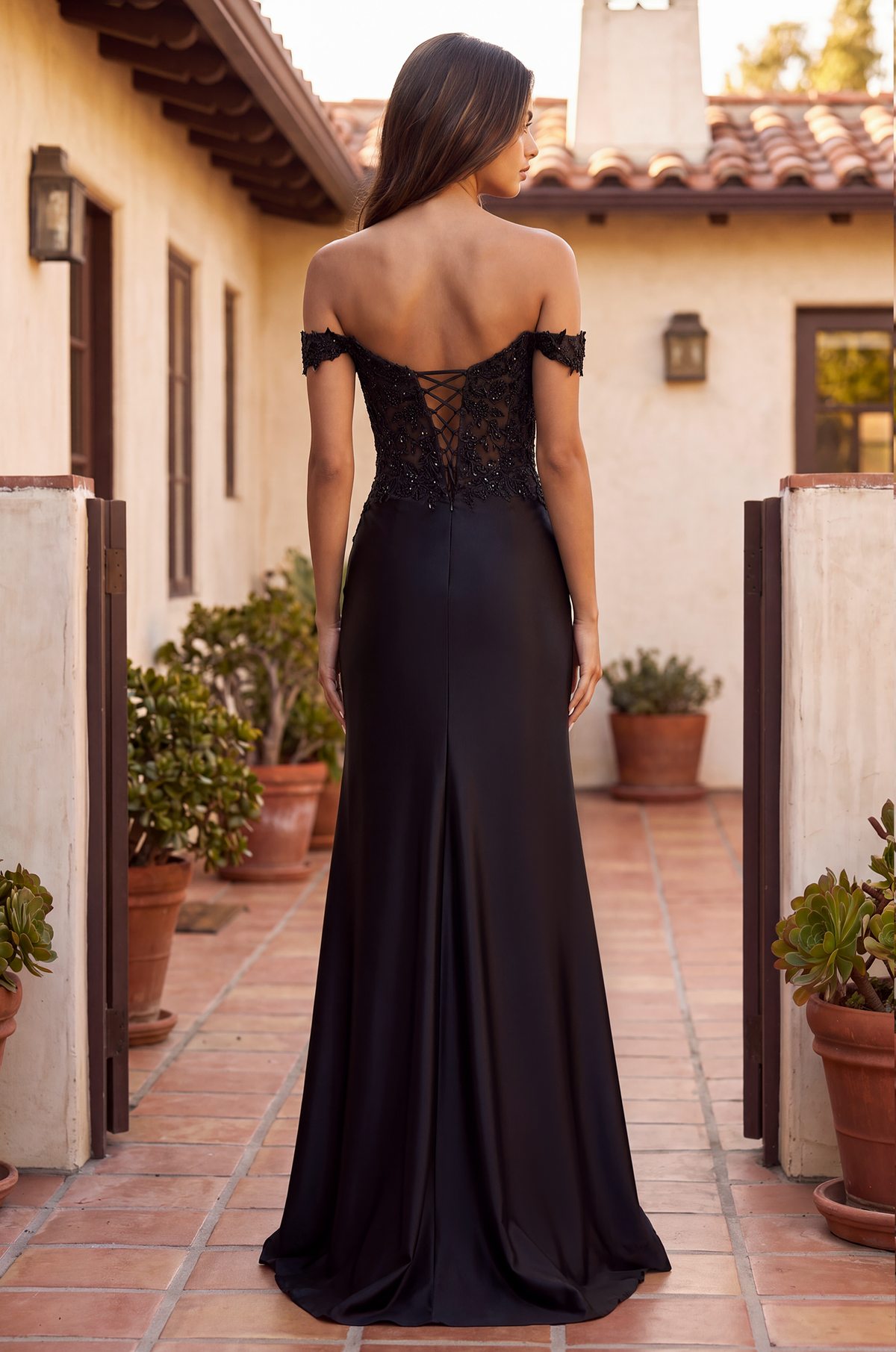Formal Dresses Corset Fitted Off Shoulder Formal Dress Black