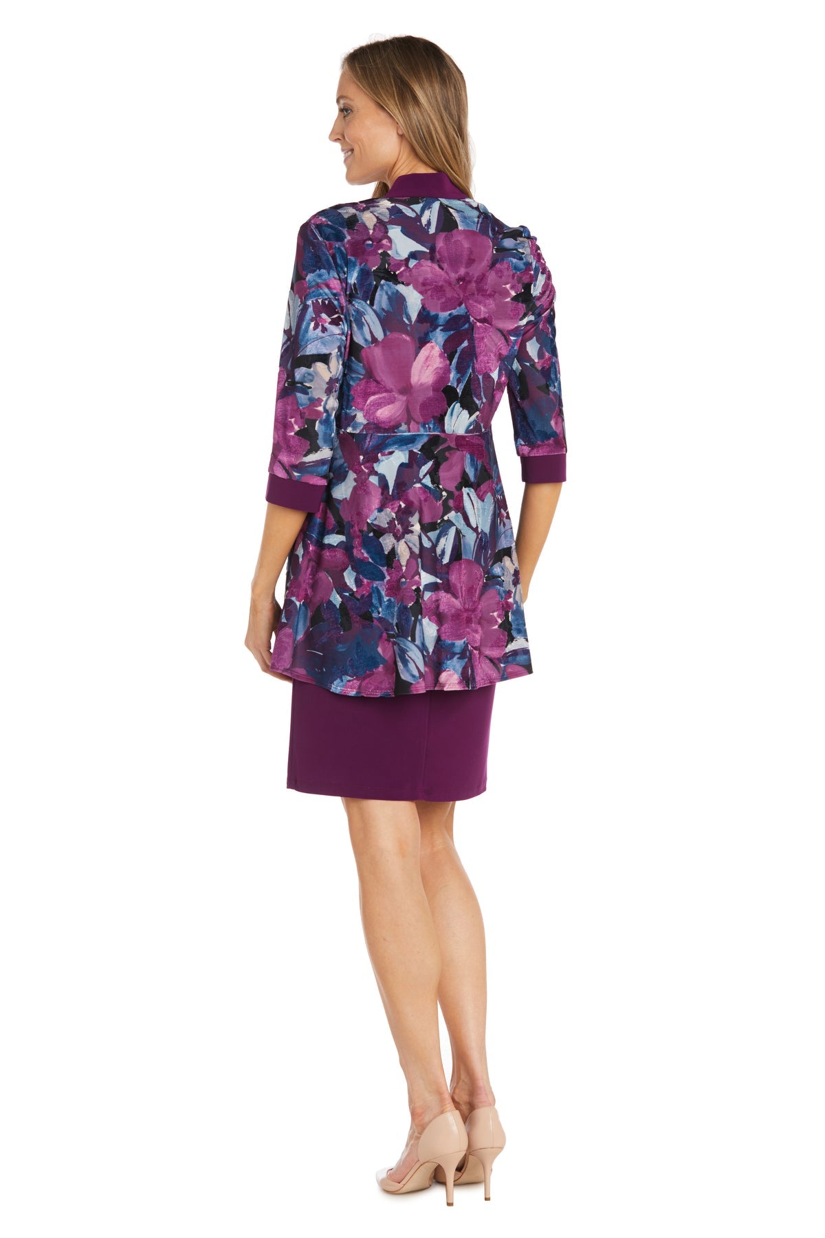 R&M Richards 1518P Short Floral Printed Jacket Petite Dress