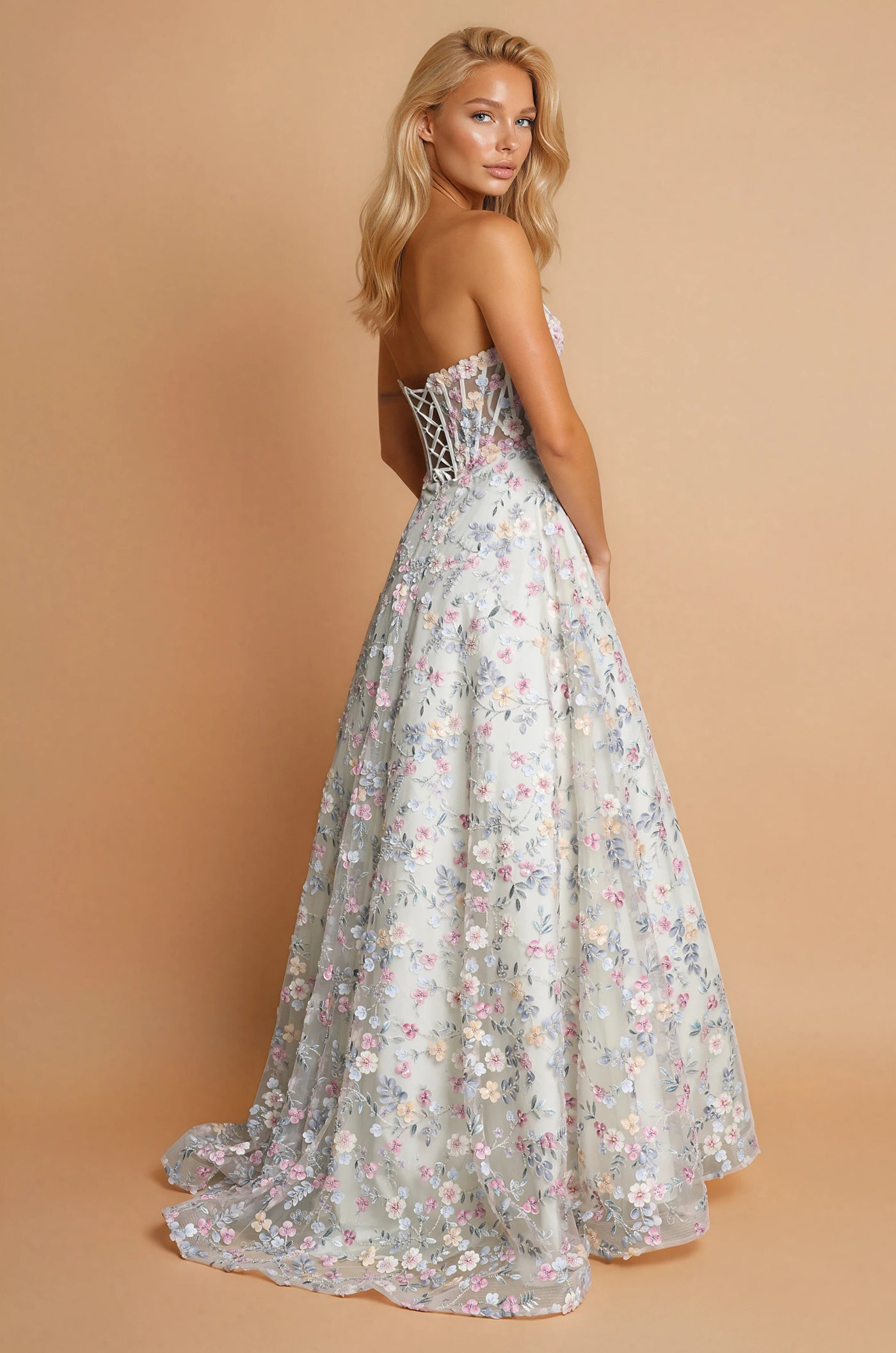 Prom Dresses 3D Flowers Corset Ball Gown Prom Dress Multi