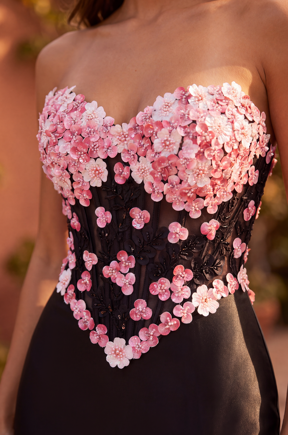 Prom Dresses Fitted Stretch Satin Long Formal Corset Prom Dress Pink/Black