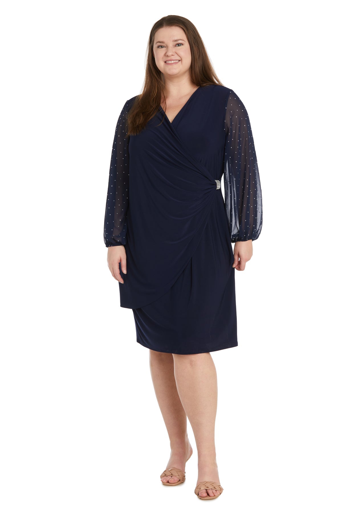 Plus Size Dresses Fitted Short Cocktail Plus Size Dress Navy