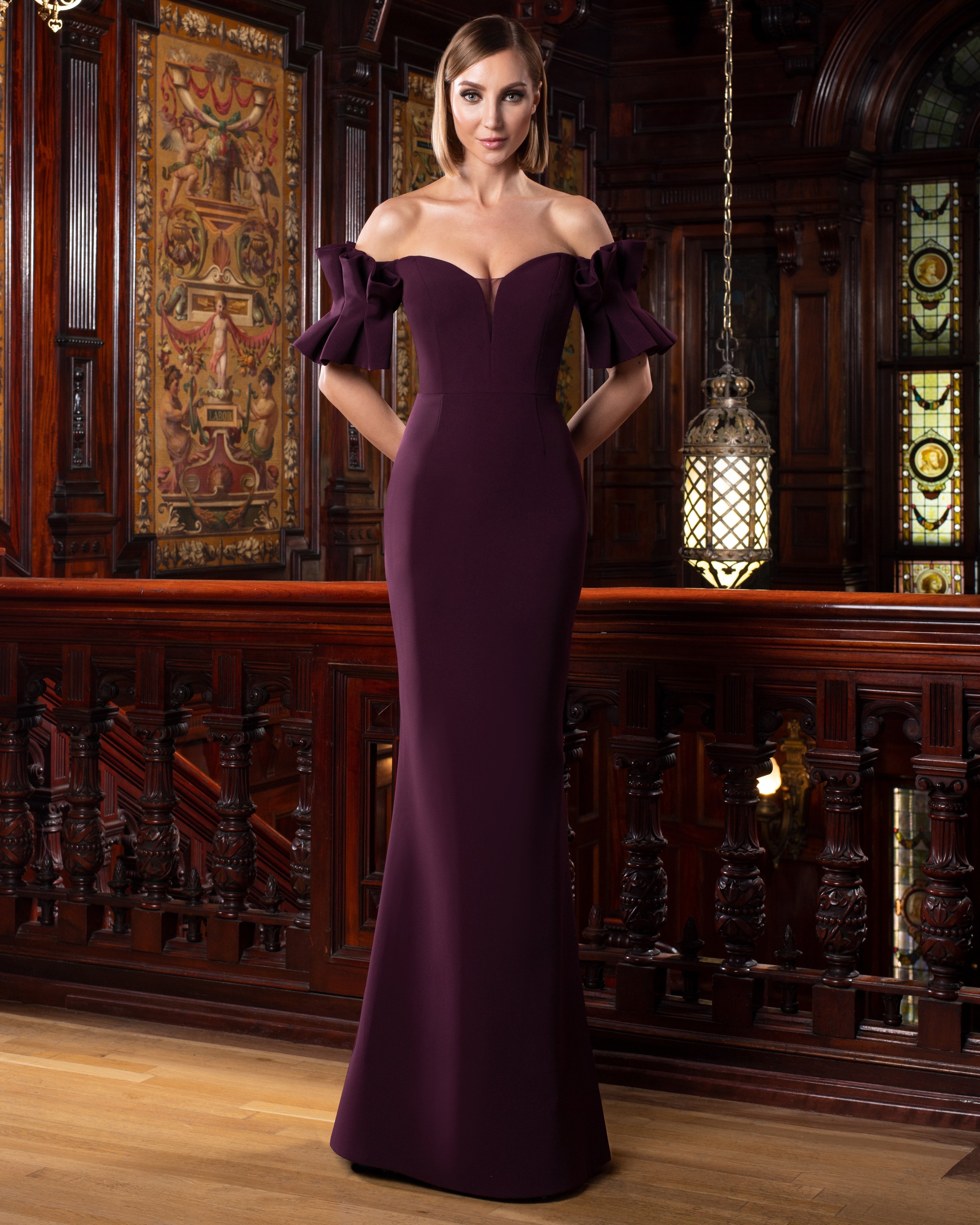 Formal Dresses Pleated Long Fitted Formal Dress Wine