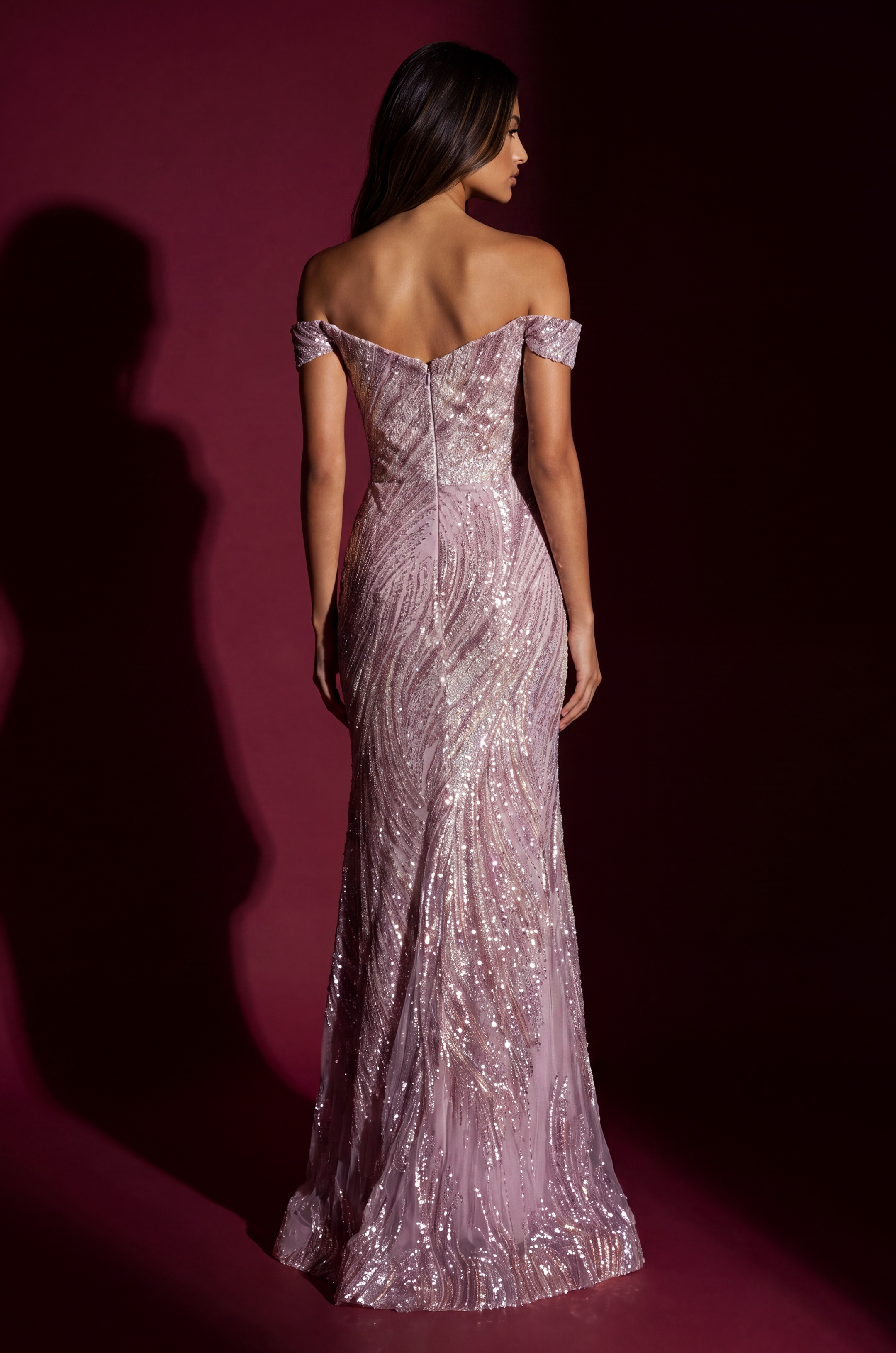 Off The Shoulder Sequin Evening Formal Dress