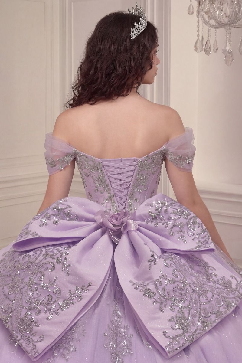 Lavender Off-the-Shoulder Floor-Length Tulle Quinceanera Ball Gown LaDivine 15730